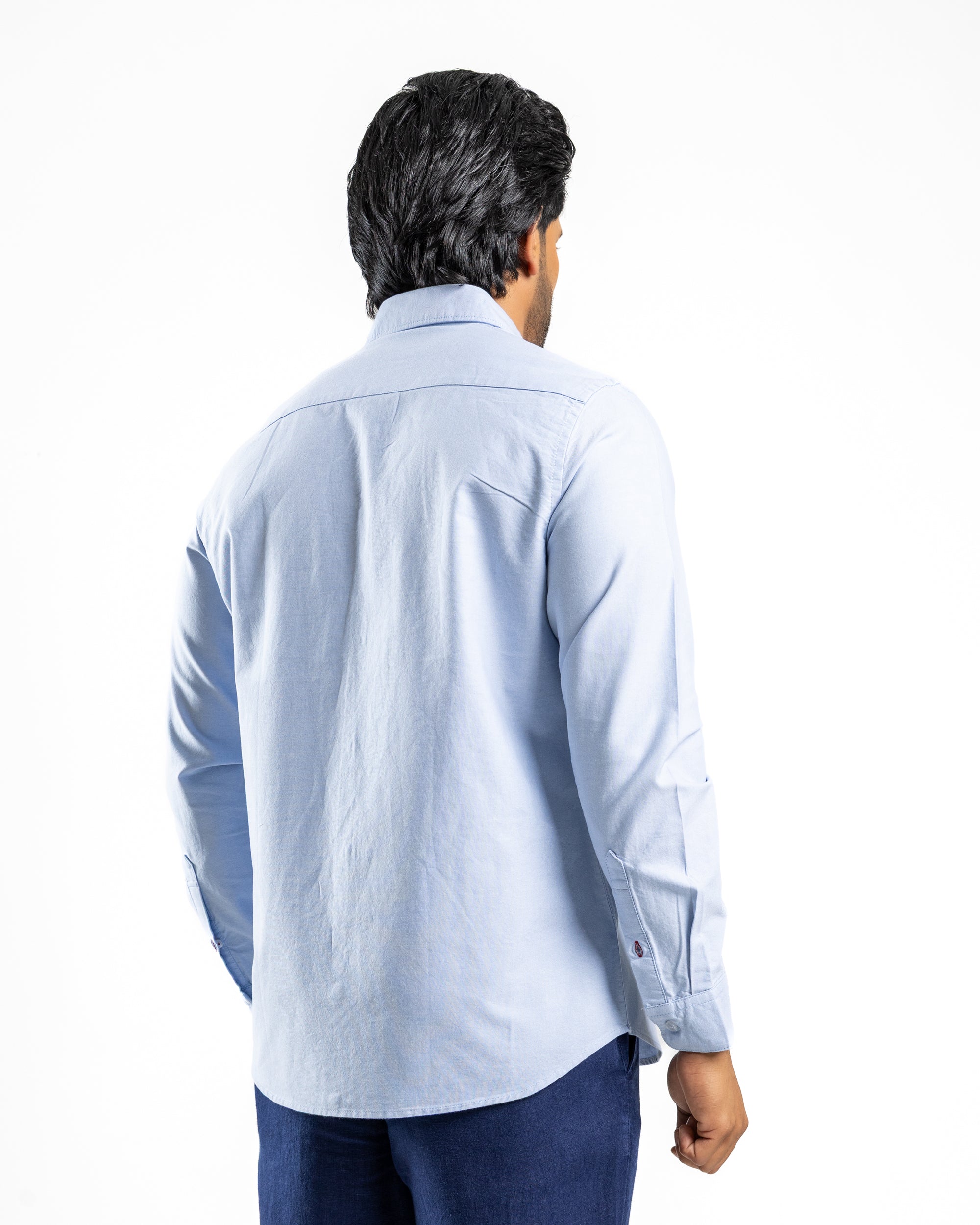100% COTTON Long Sleeve Shirt - Light Blue
