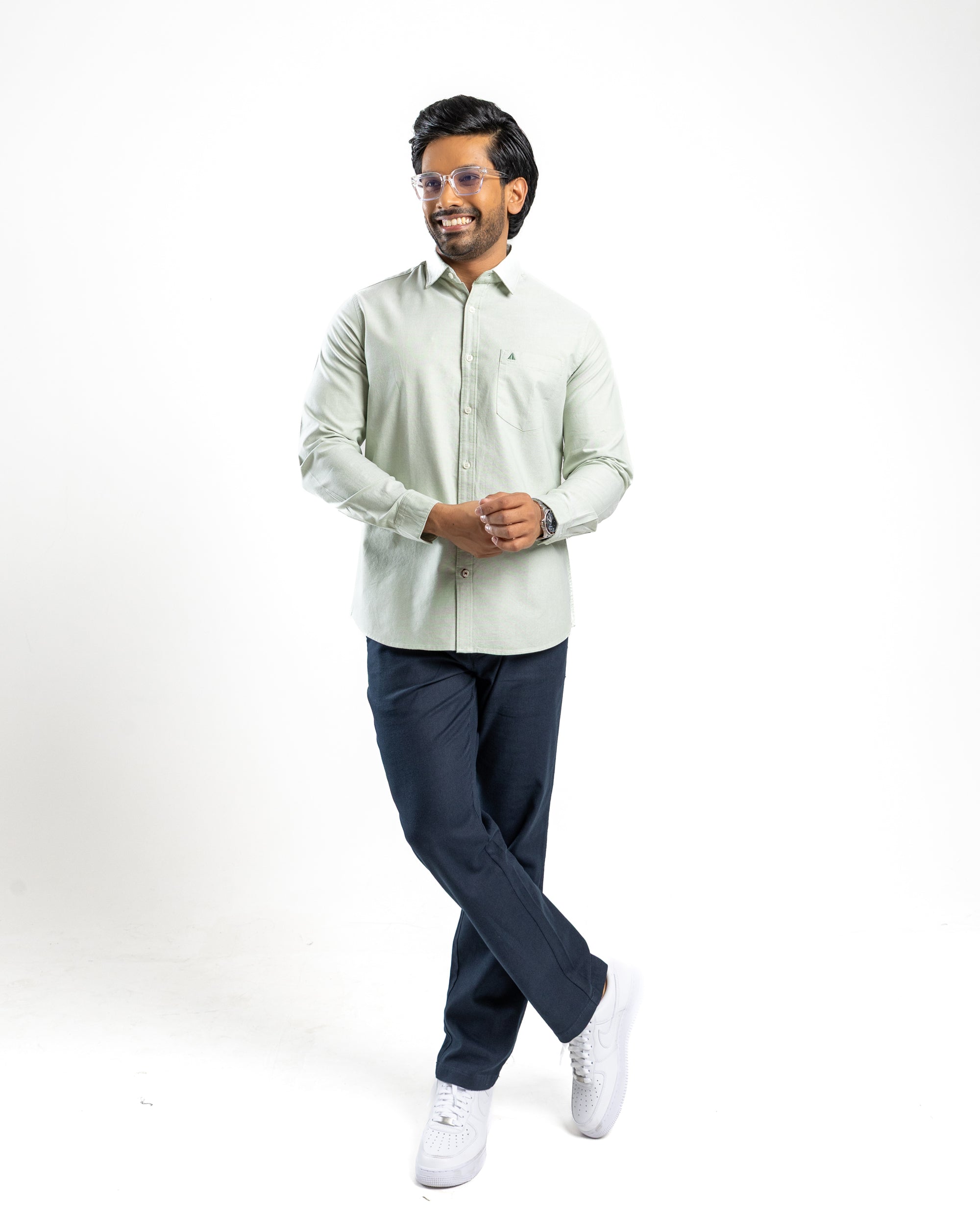 100% COTTON Long Sleeve Shirt - Light Green
