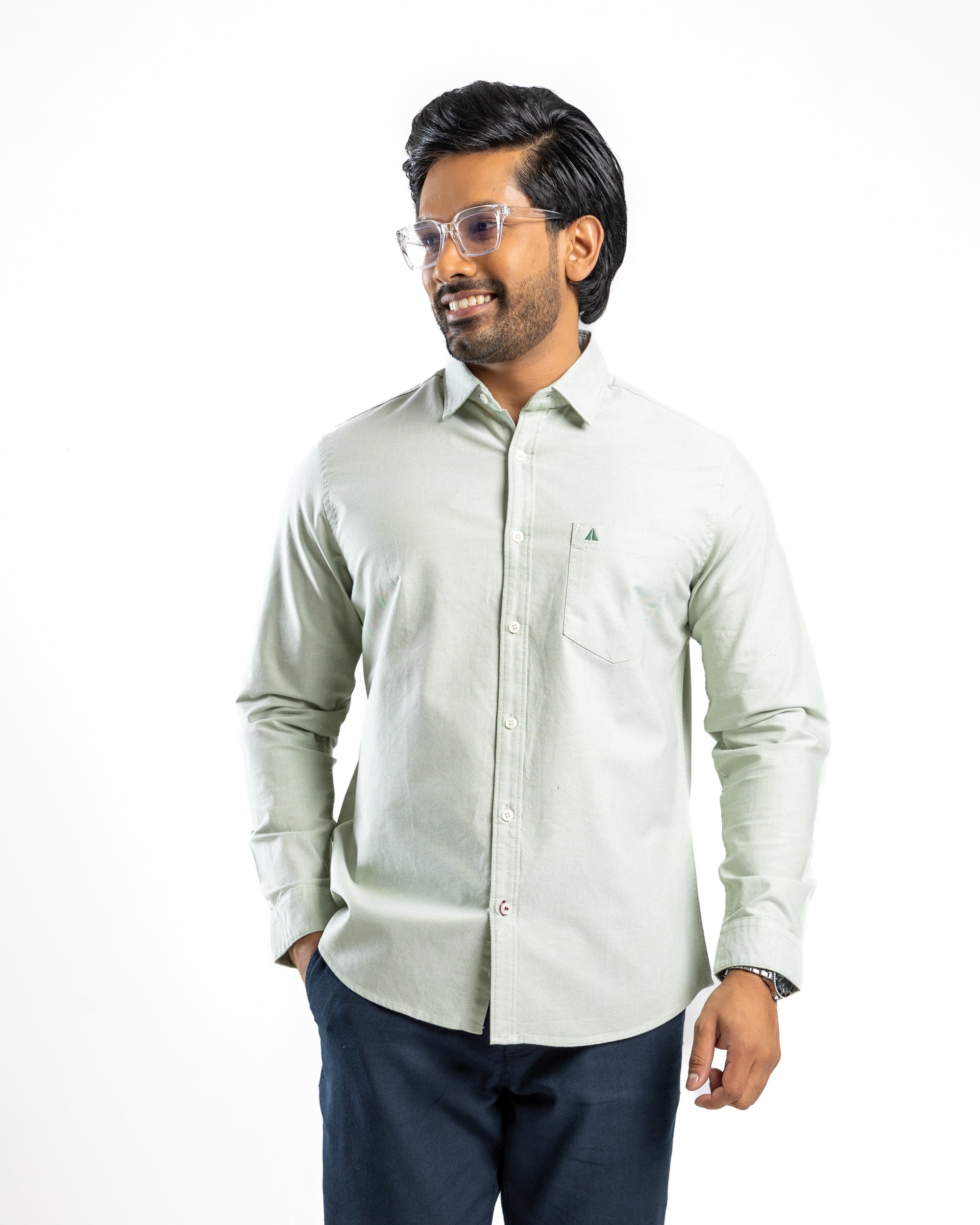 100% COTTON Long Sleeve Shirt - Light Green