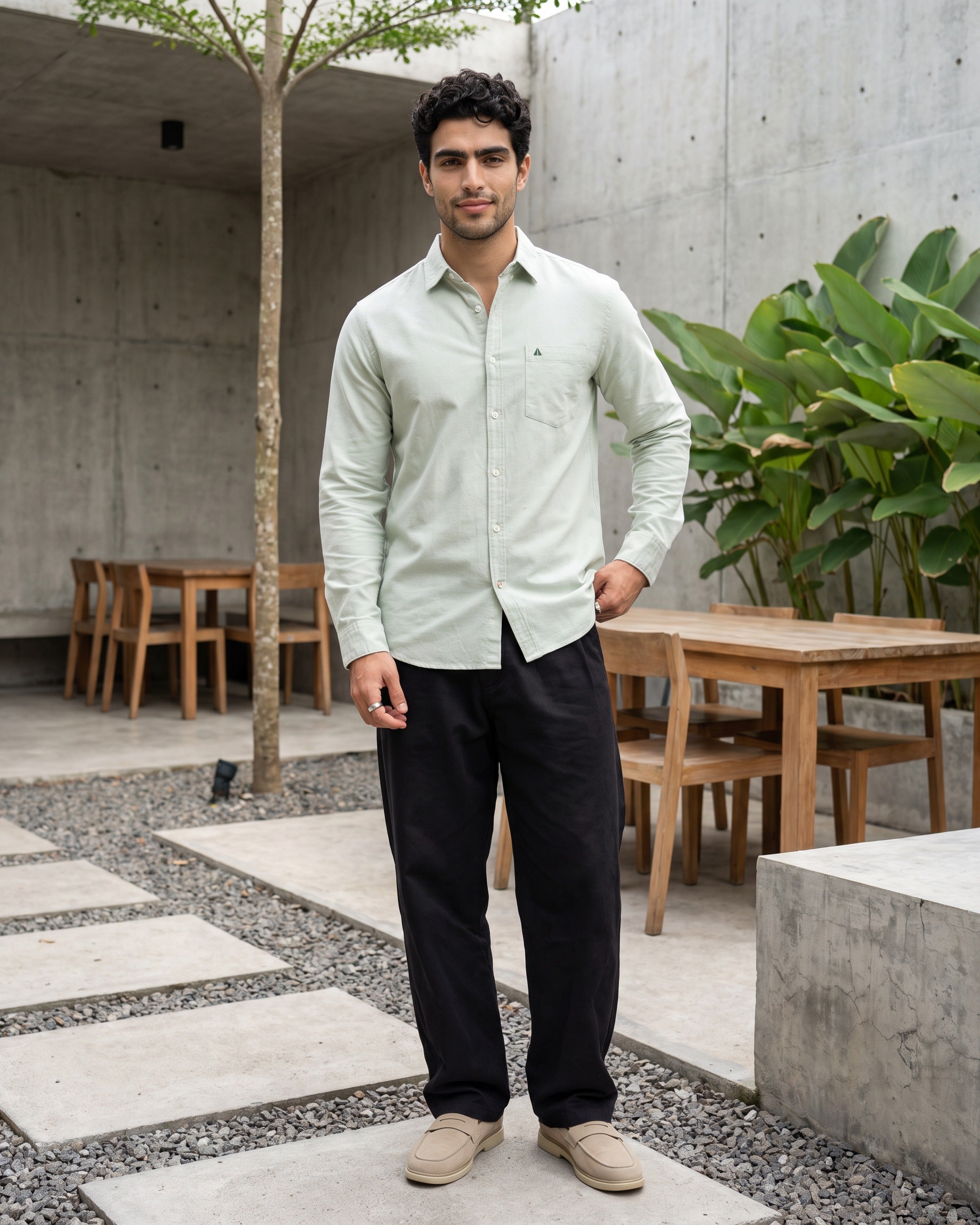 AnationZ Essential Cotton Long Sleeve Shirt - Sage Breeze Sri Lanka