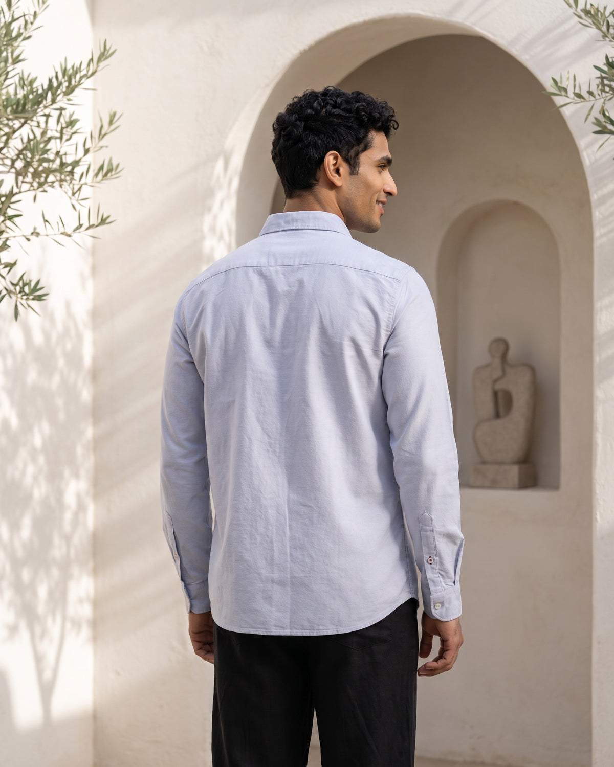 AnationZ Essential Cotton Long Sleeve Shirt - Slate Fog Sri Lanka