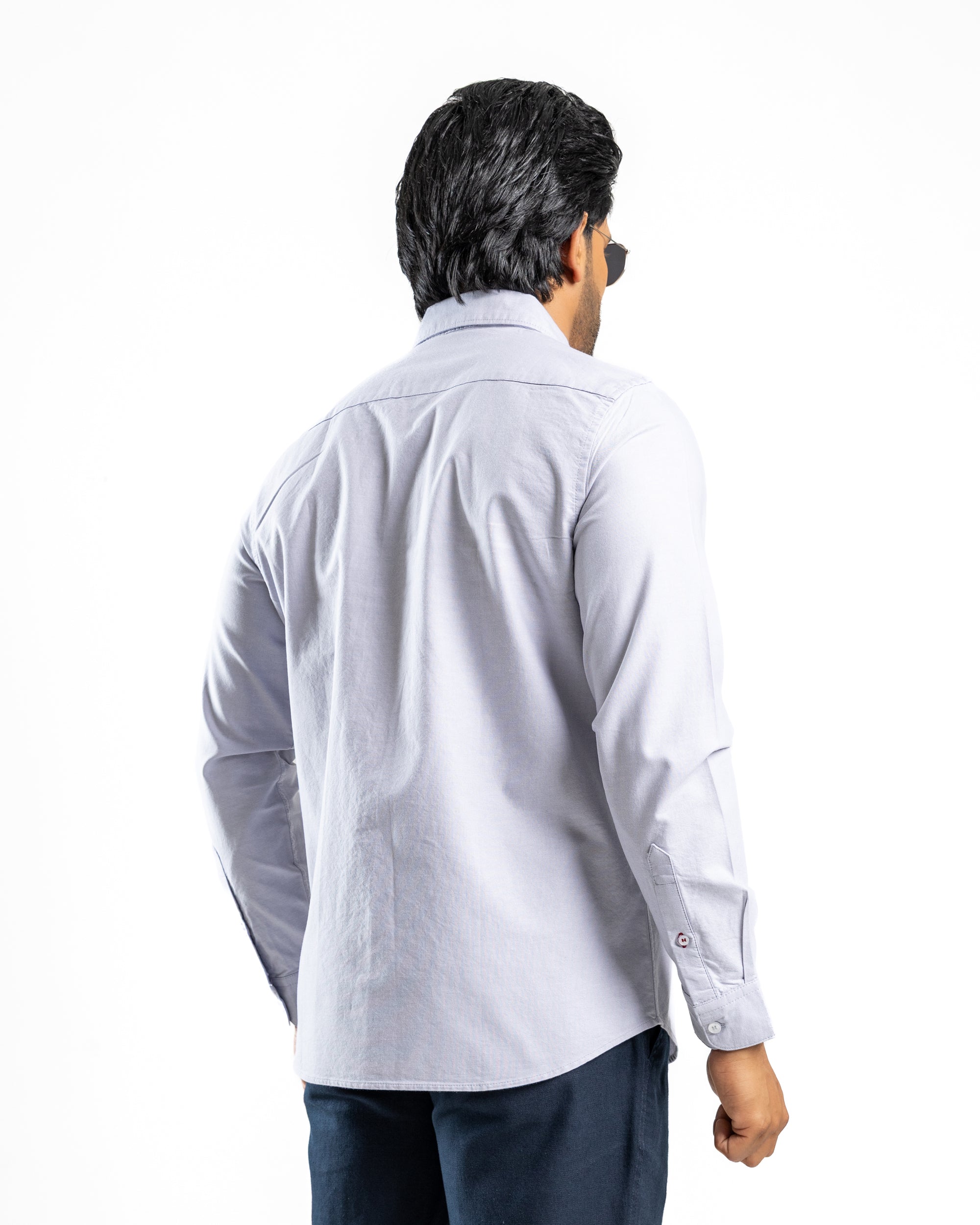 100% COTTON Long Sleeve Shirt - Light Grey
