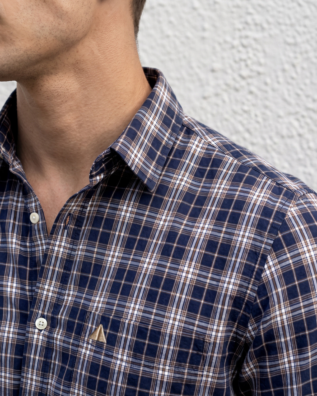 AnationZ Essential Cotton Check Short Sleeve Shirt - Desert Khaki Sri Lanka