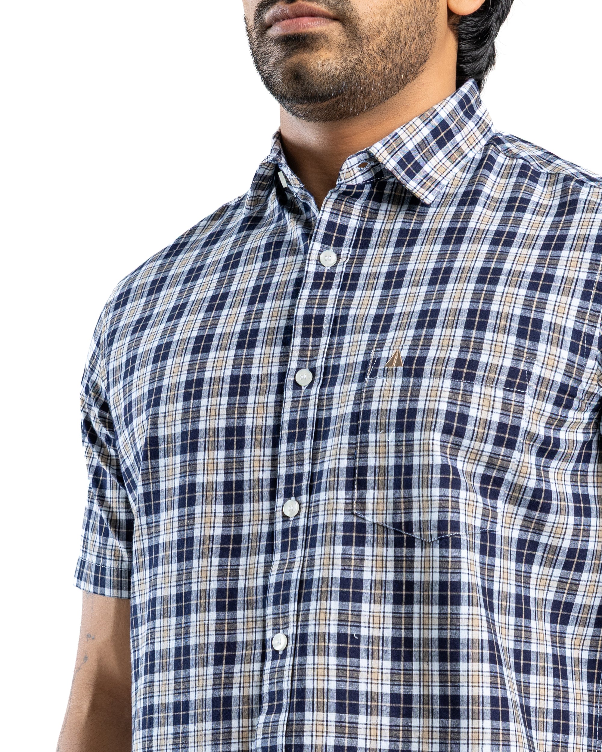 AnationZ Essential Cotton Check Short Sleeve Shirt - Warm Tobacco Sri Lanka

