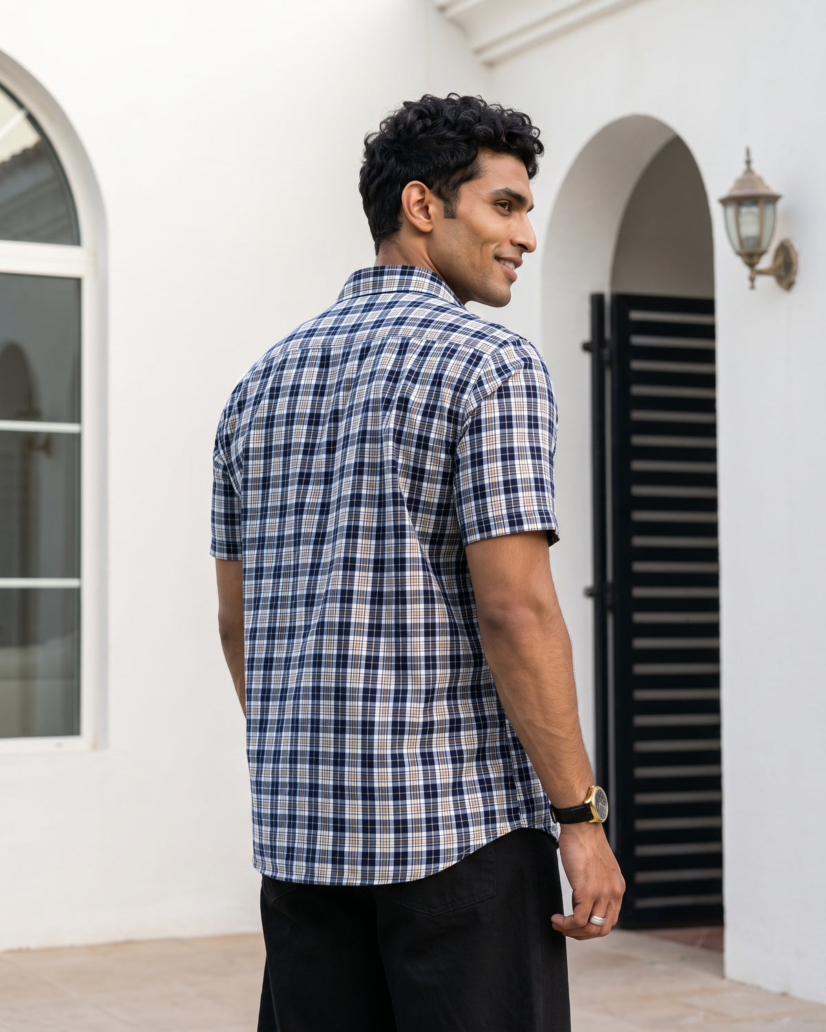 AnationZ Essential Cotton Check Short Sleeve Shirt - Warm Tobacco Sri Lanka