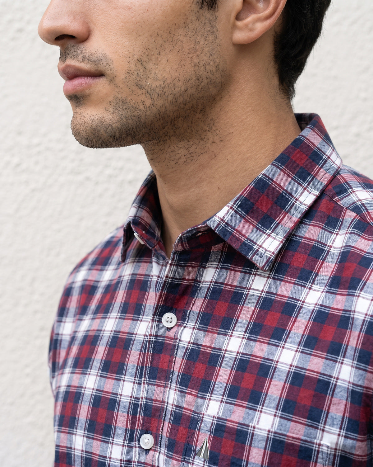 AnationZ Essential Cotton Check Short Sleeve Shirt - Burgundy Reserve Sri Lanka