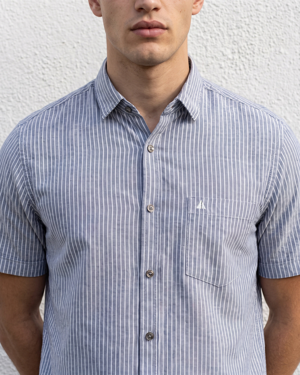 AnationZ Essential Cotton Stripe Short Sleeve Shirt - Midnight Onyx Sri Lanka