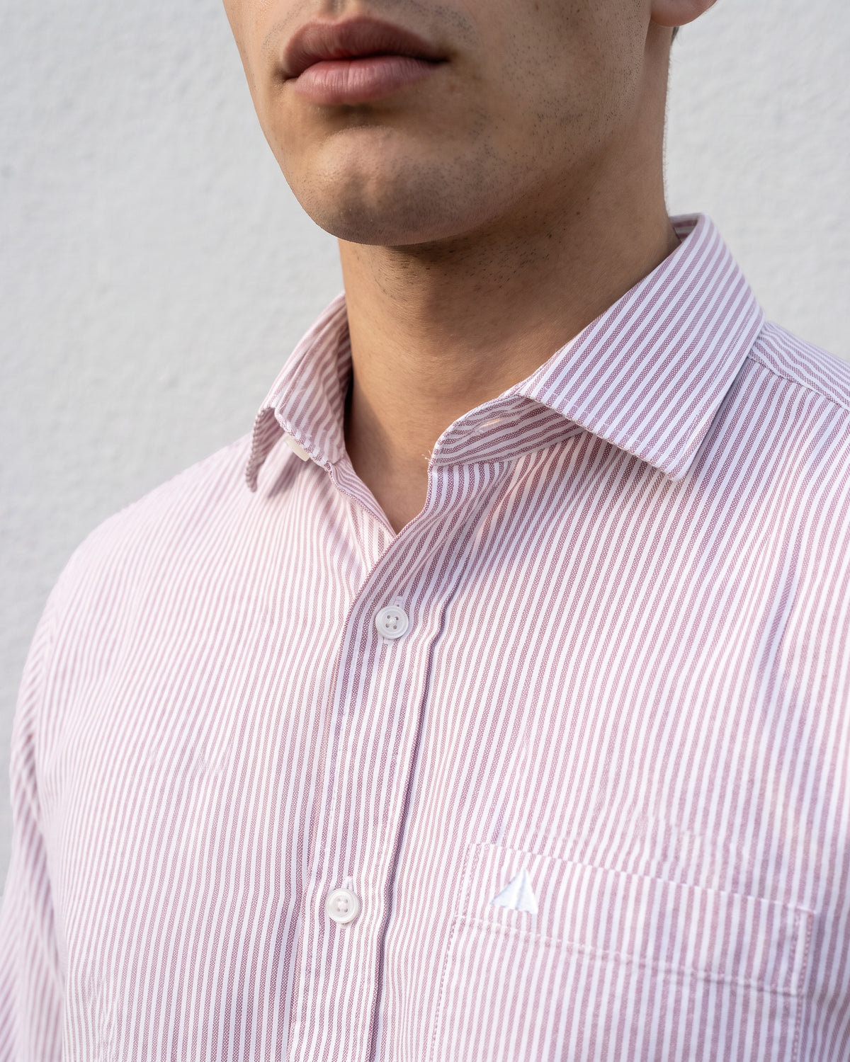 AnationZ Essential Cotton Stripe Long Sleeve Shirt - Burgundy Reserve Sri Lanka