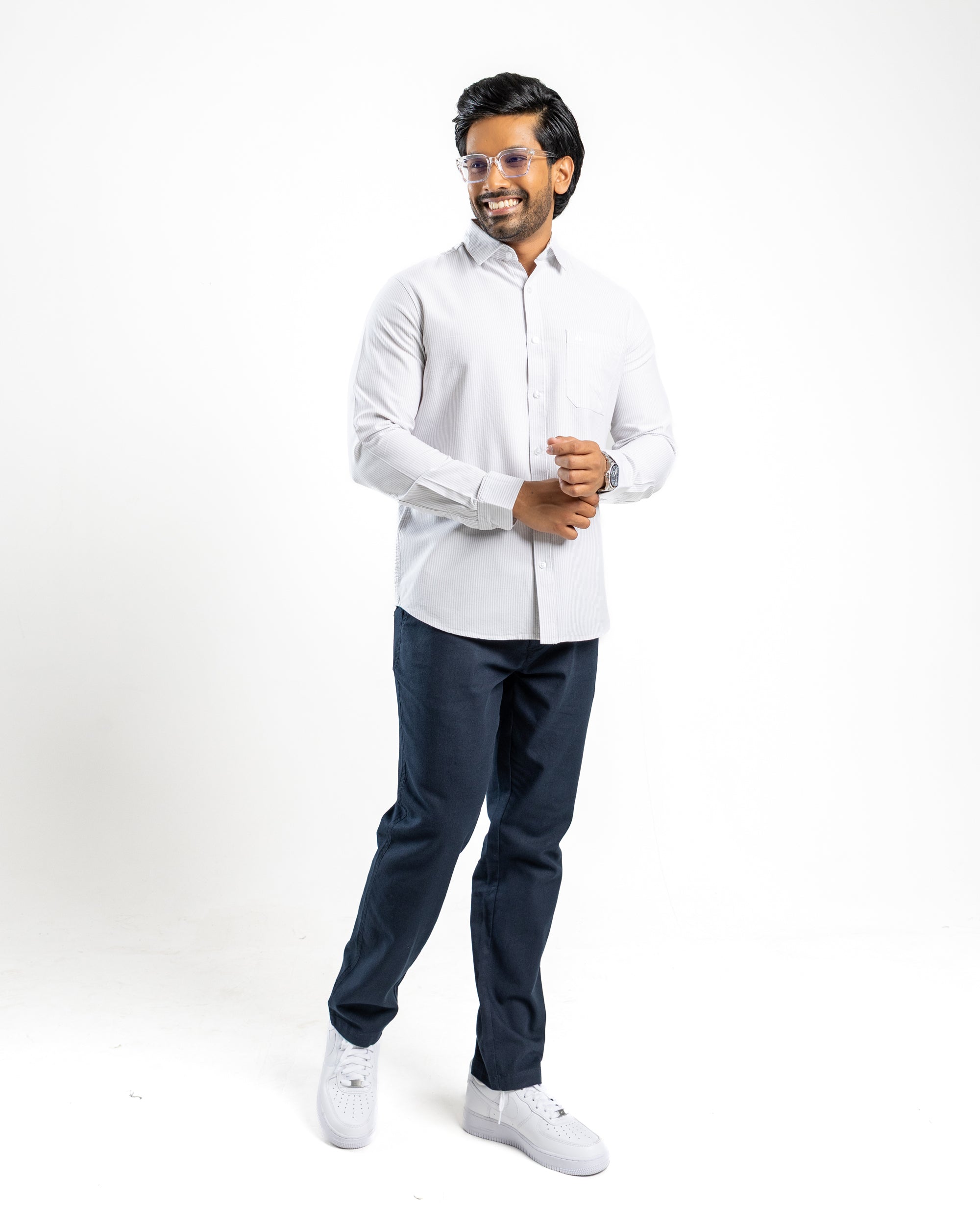 AnationZ Essential Cotton Stripe Long Sleeve Shirt - Raw Canvas Sri Lanka
