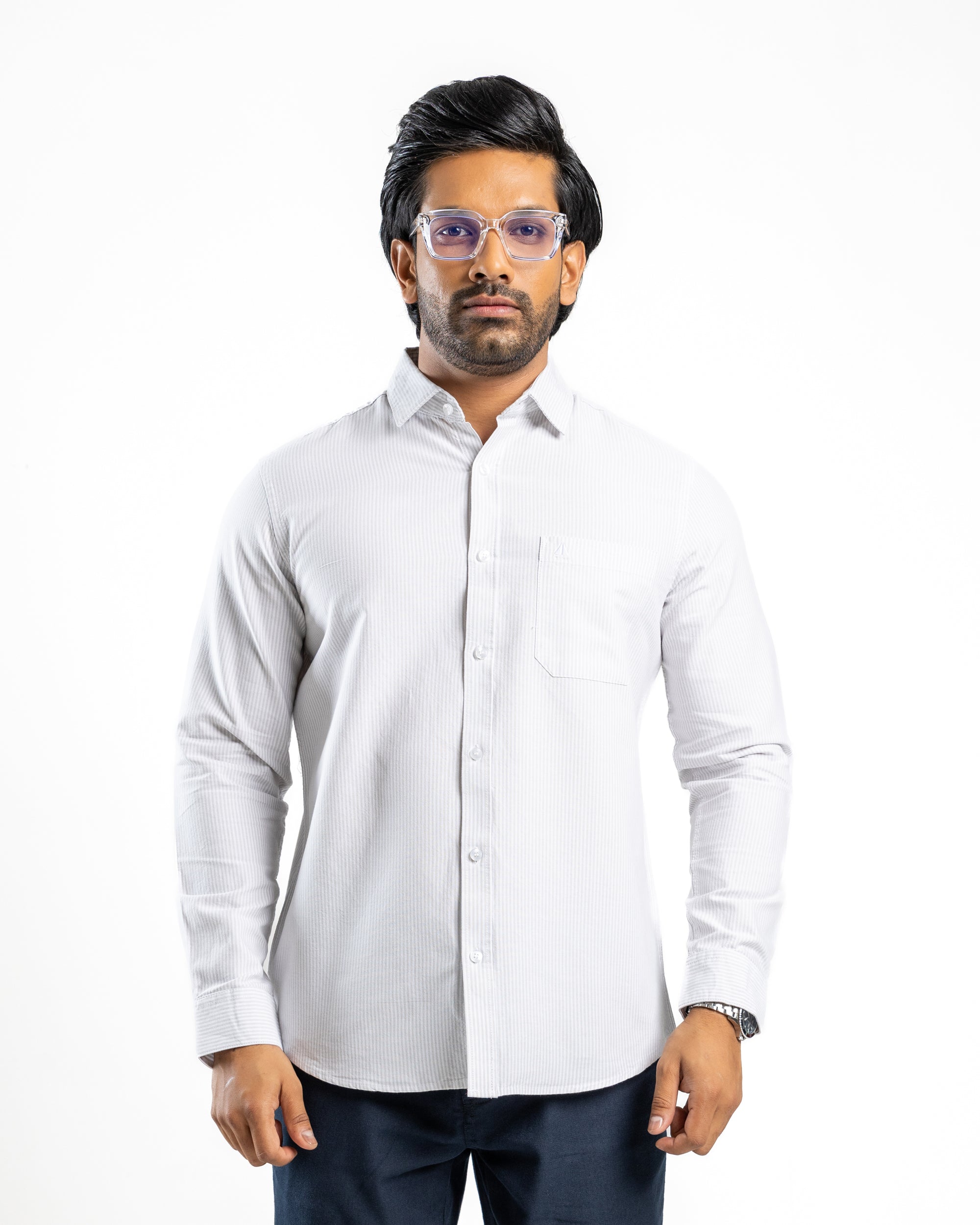 AnationZ Essential Cotton Stripe Long Sleeve Shirt - Raw Canvas Sri Lanka
