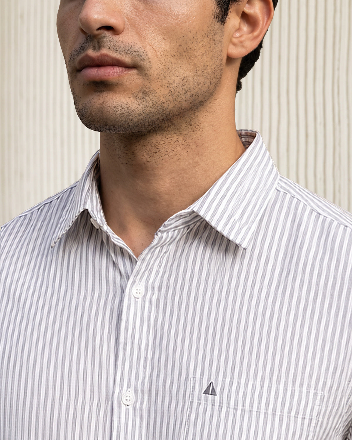AnationZ Essential Cotton Stripe Short Sleeve Shirt - Warm Tobacco Sri Lanka