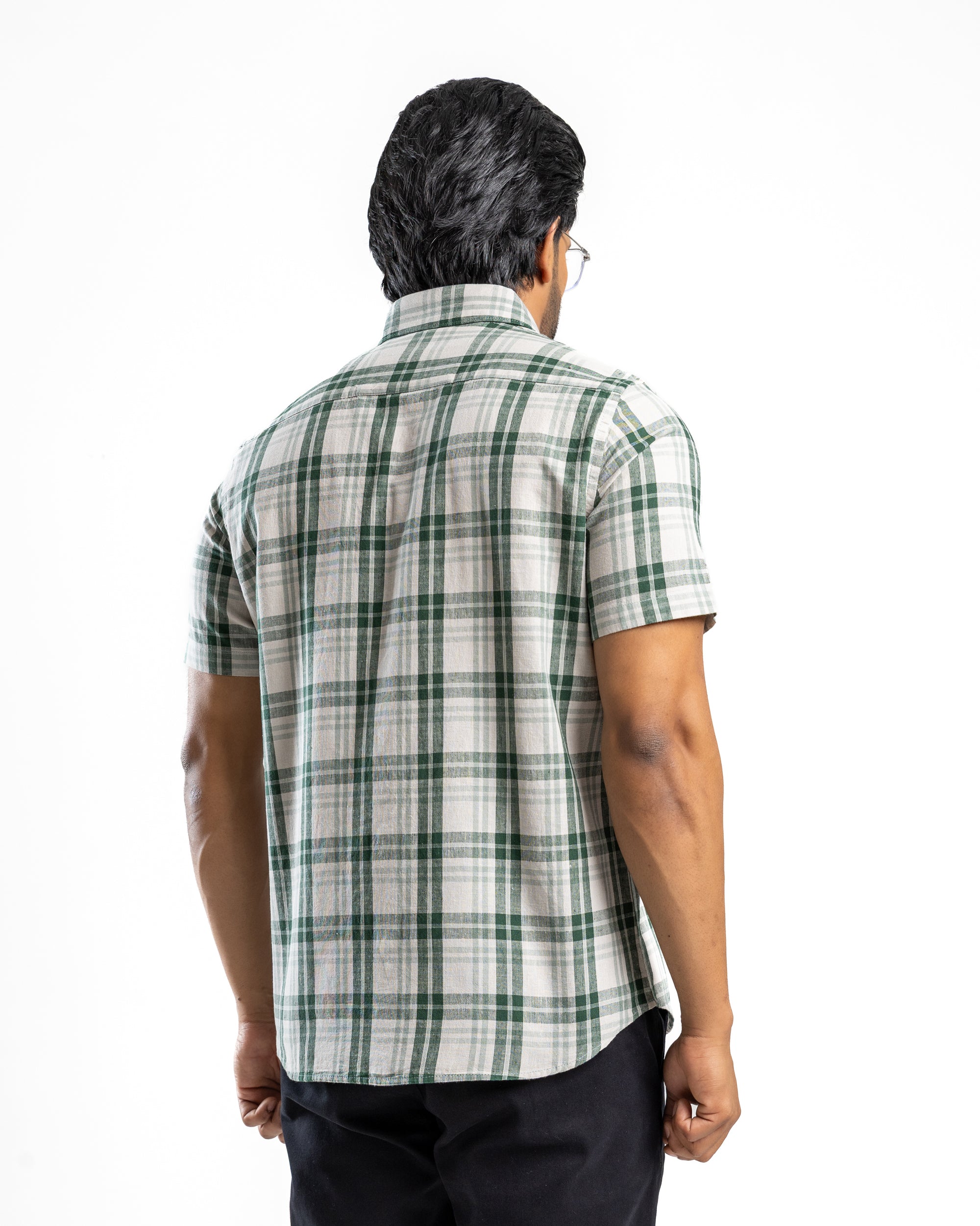 AnationZ Heritage Linen Check Short Sleeve Shirt - Deep Canopy Sri Lanka

