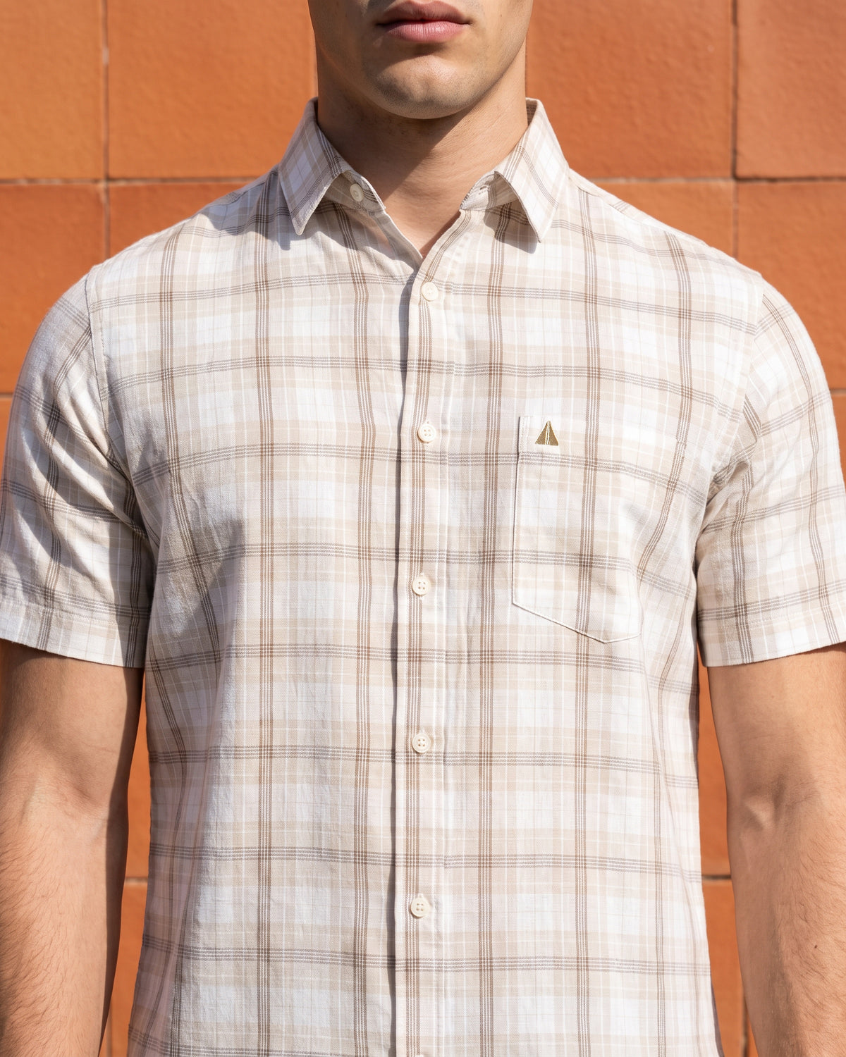 AnationZ Heritage Linen Check Short Sleeve Shirt - Raw Canvas Sri Lanka