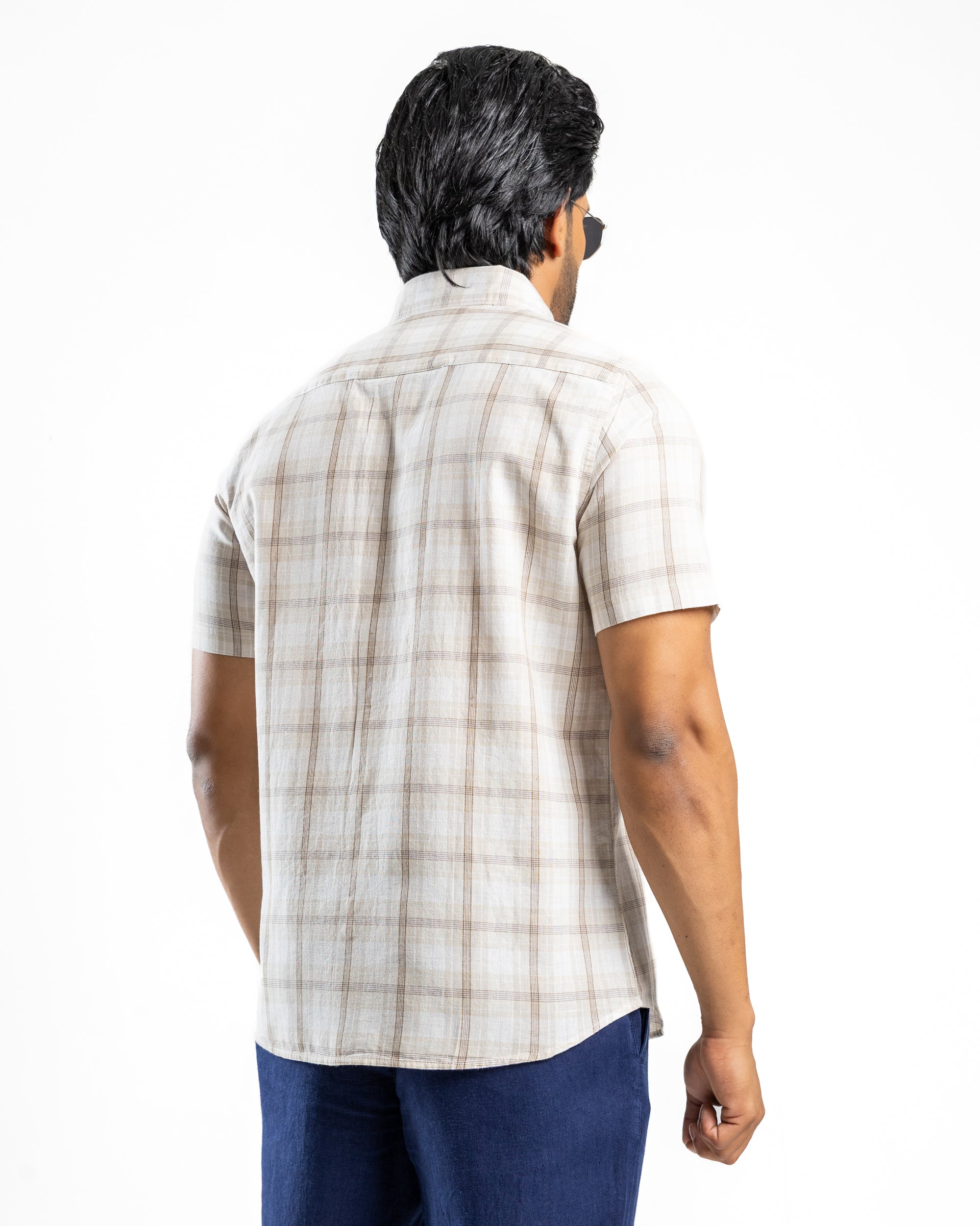 AnationZ Heritage Linen Check Short Sleeve Shirt - Raw Canvas Sri Lanka
