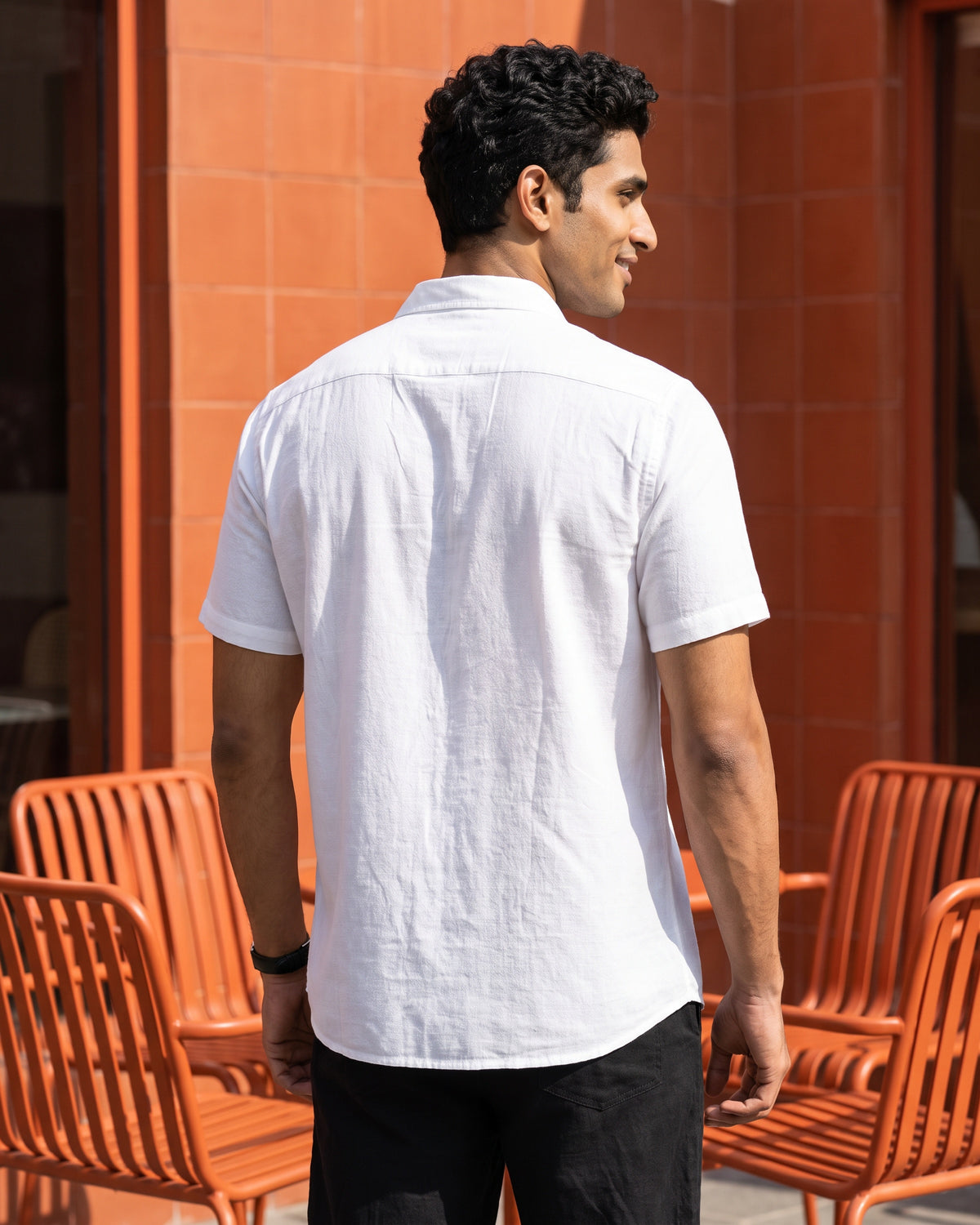 AnationZ Luxe Linen Short Sleeve Shirt - Alpine White Sri Lanka