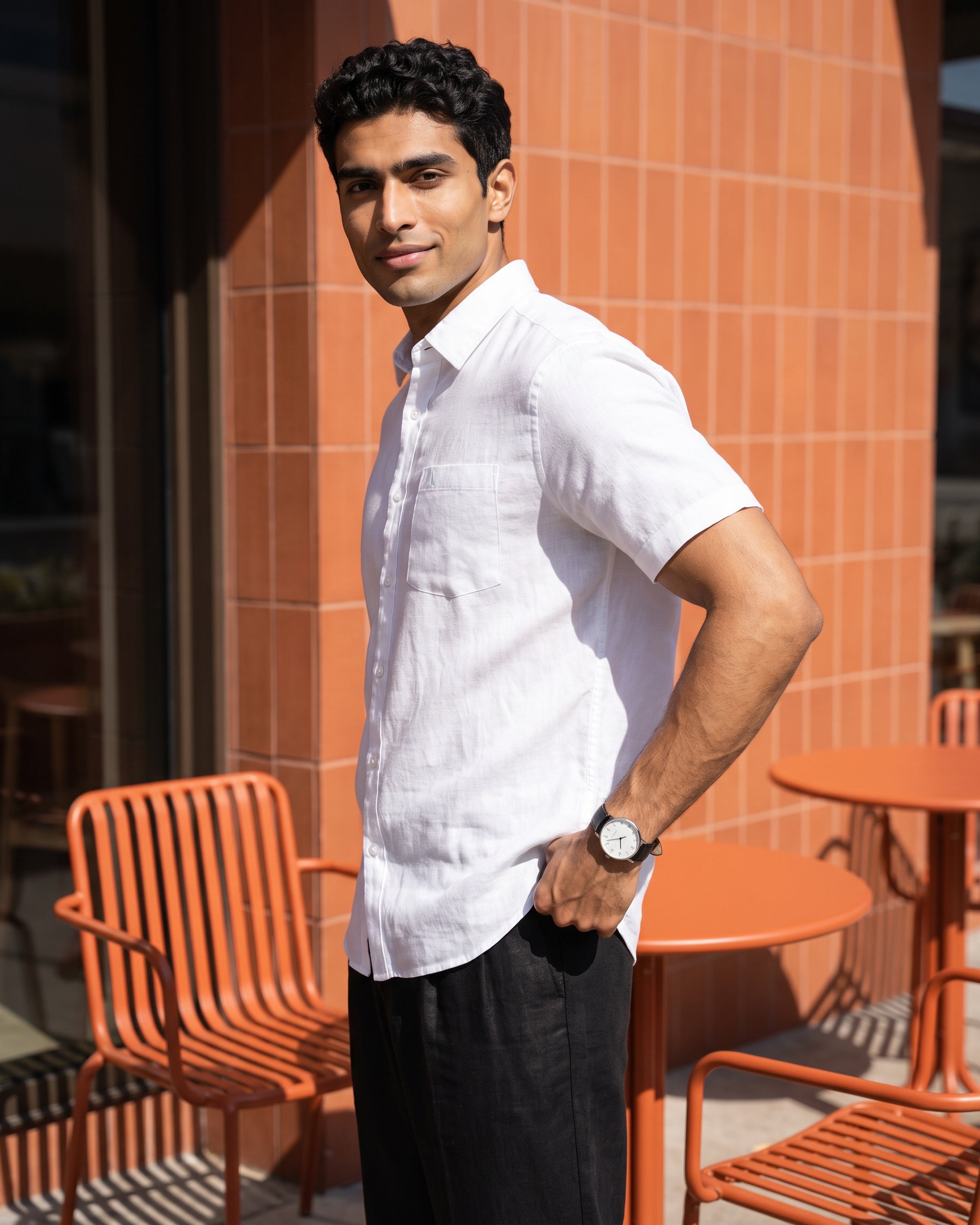 AnationZ Luxe Linen Short Sleeve Shirt - Alpine White Sri Lanka