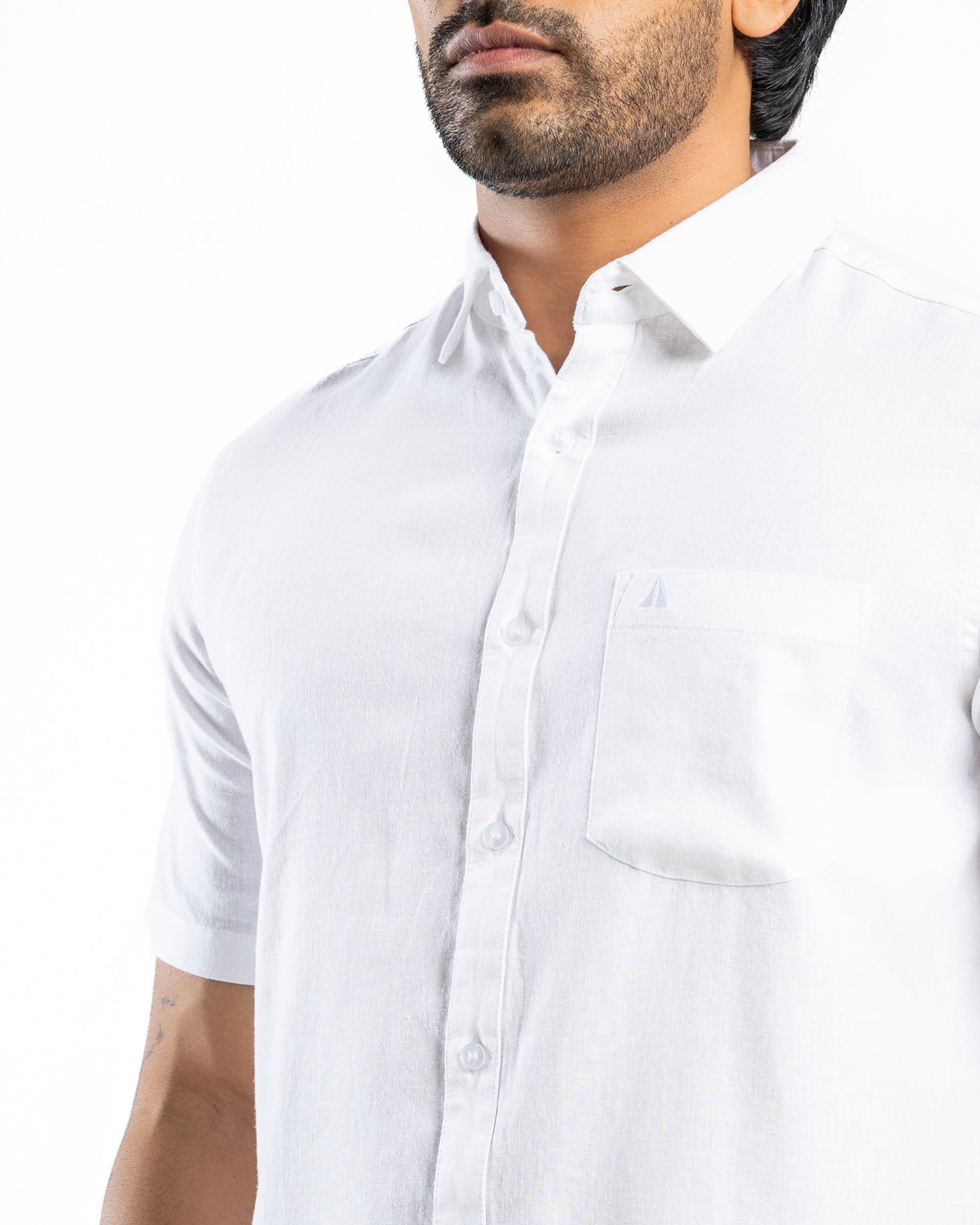 LINEN Short Sleeve Shirt - Alpine White