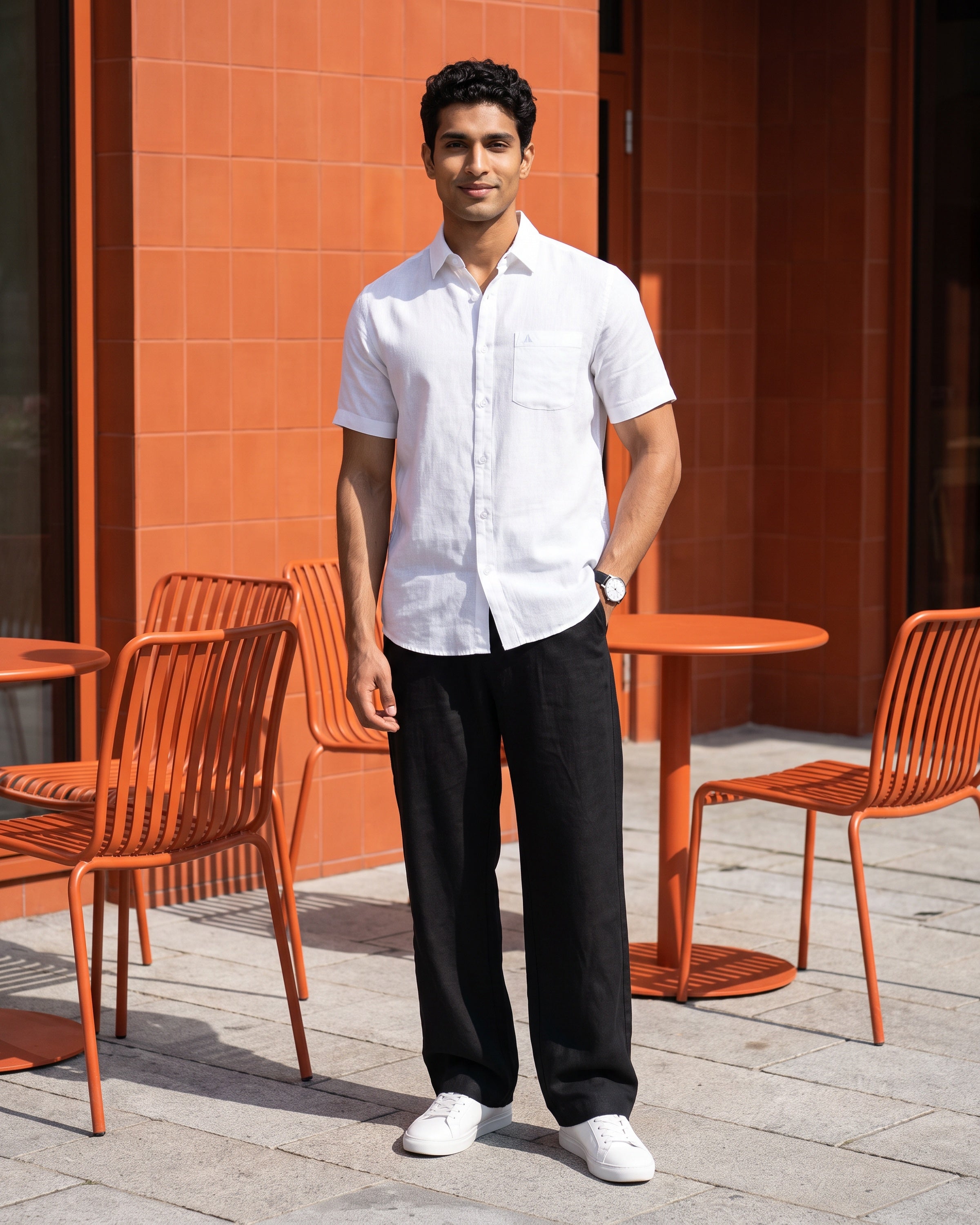 AnationZ Luxe Linen Short Sleeve Shirt - Alpine White Sri Lanka
