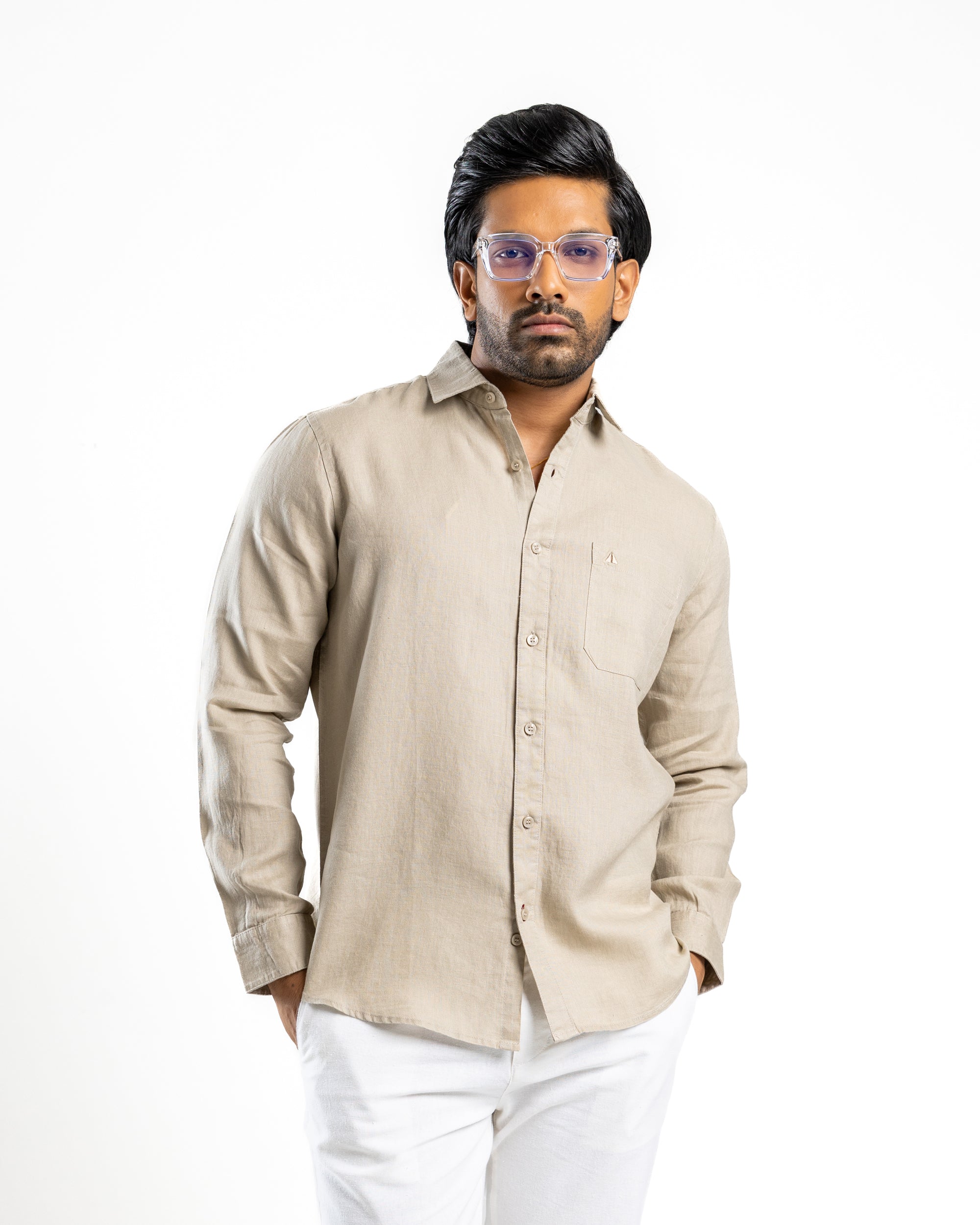 Luxe Linen Long Sleeve Shirt | Raw Canvas