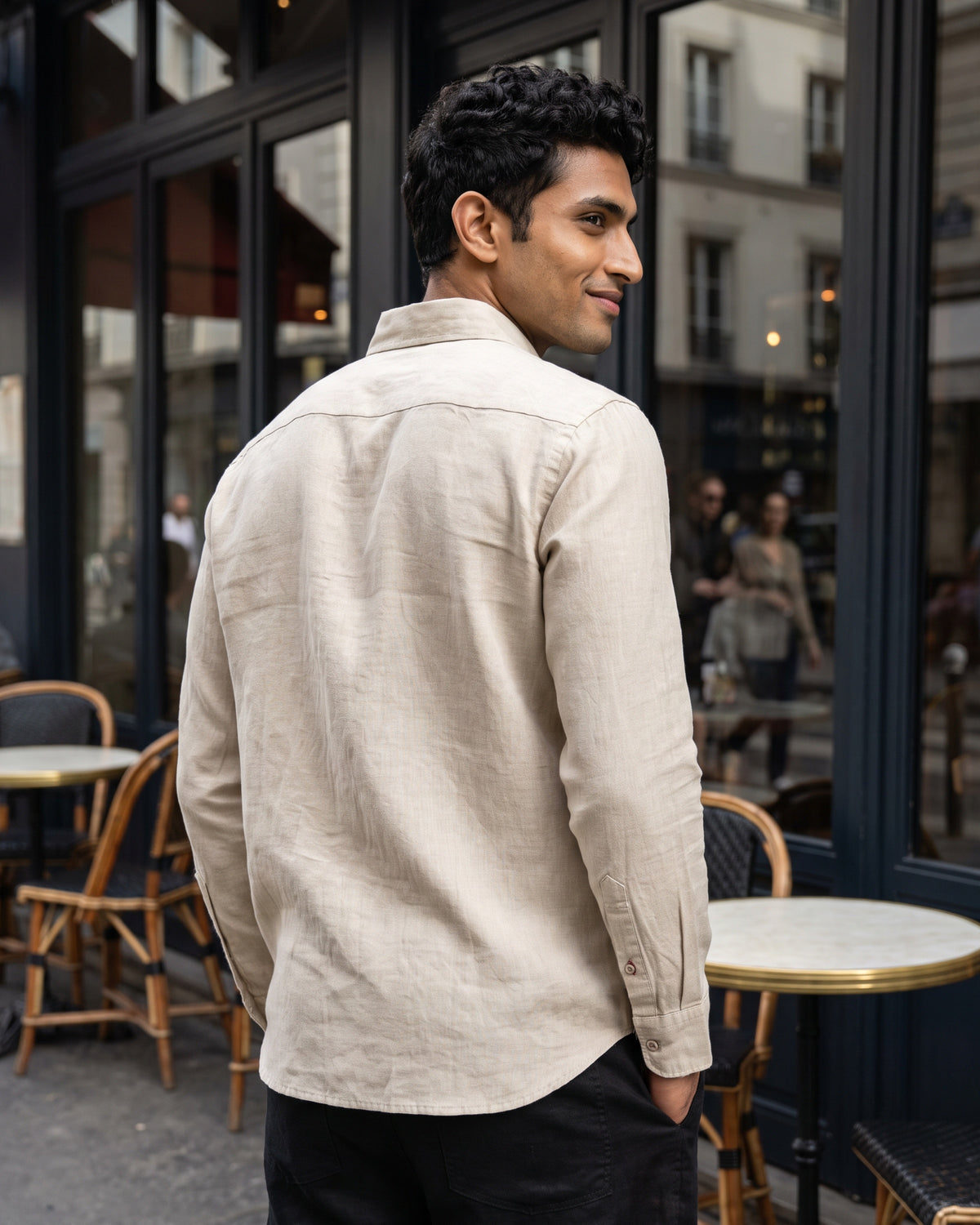 AnationZ Luxe Linen Long Sleeve Shirt - Aged Ivory Sri Lanka