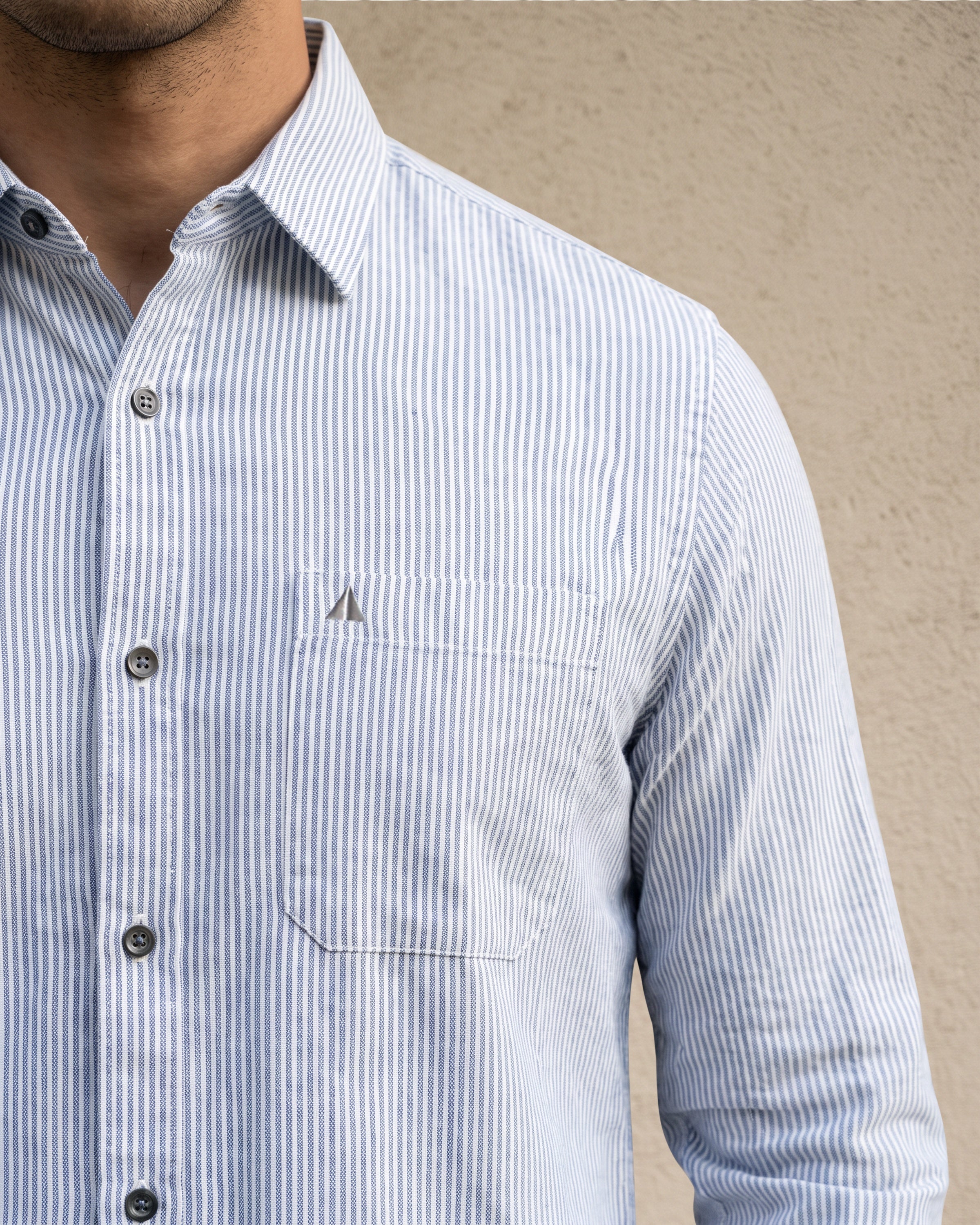 AnationZ Essential Cotton Stripe Long Sleeve Shirt - Raw Canvas Sri Lanka