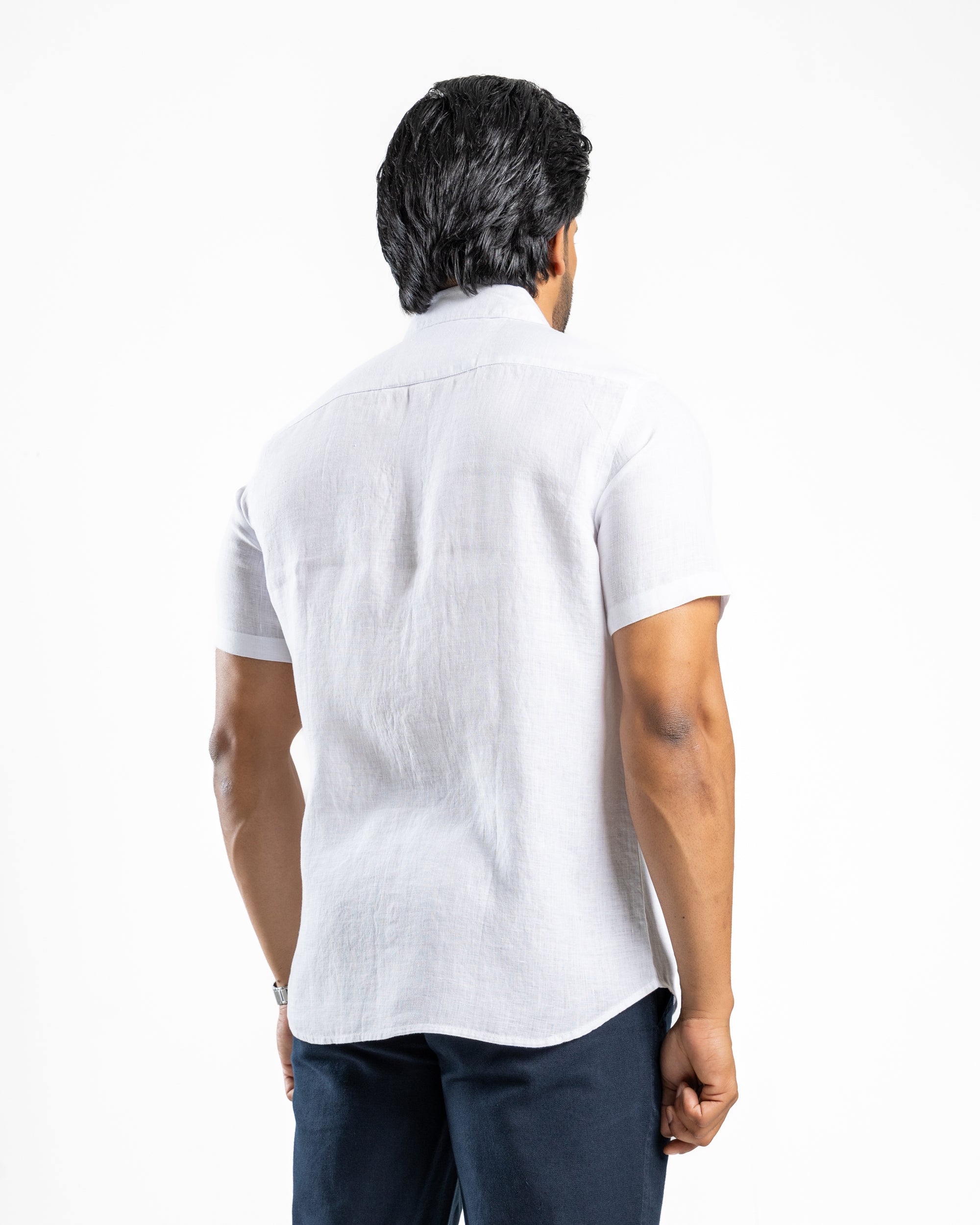 AnationZ Fluid Linen Short Sleeve Shirt - Alpine White Sri Lanka
