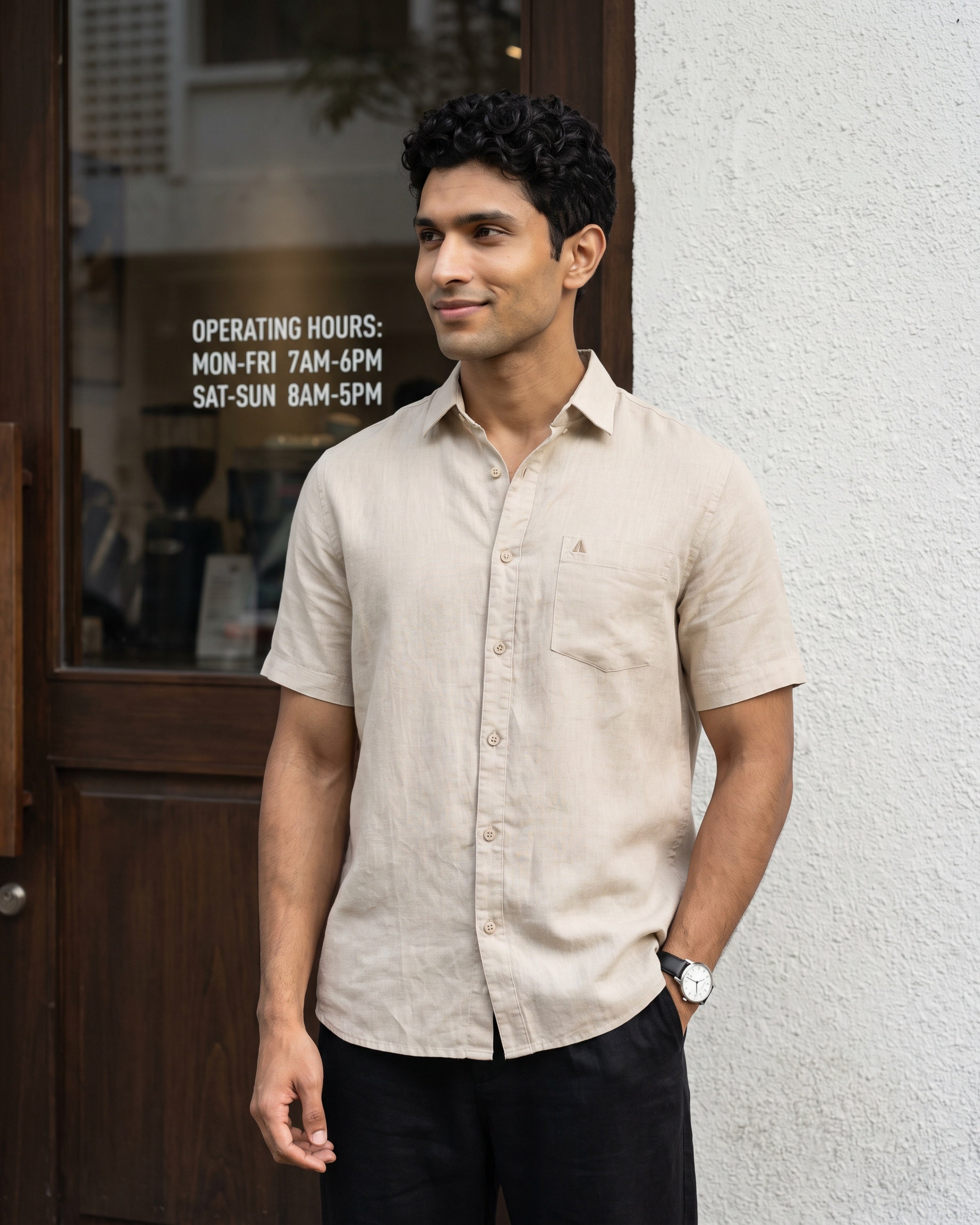 AnationZ Fluid Linen Short Sleeve Shirt - Sage Breeze Sri Lanka
