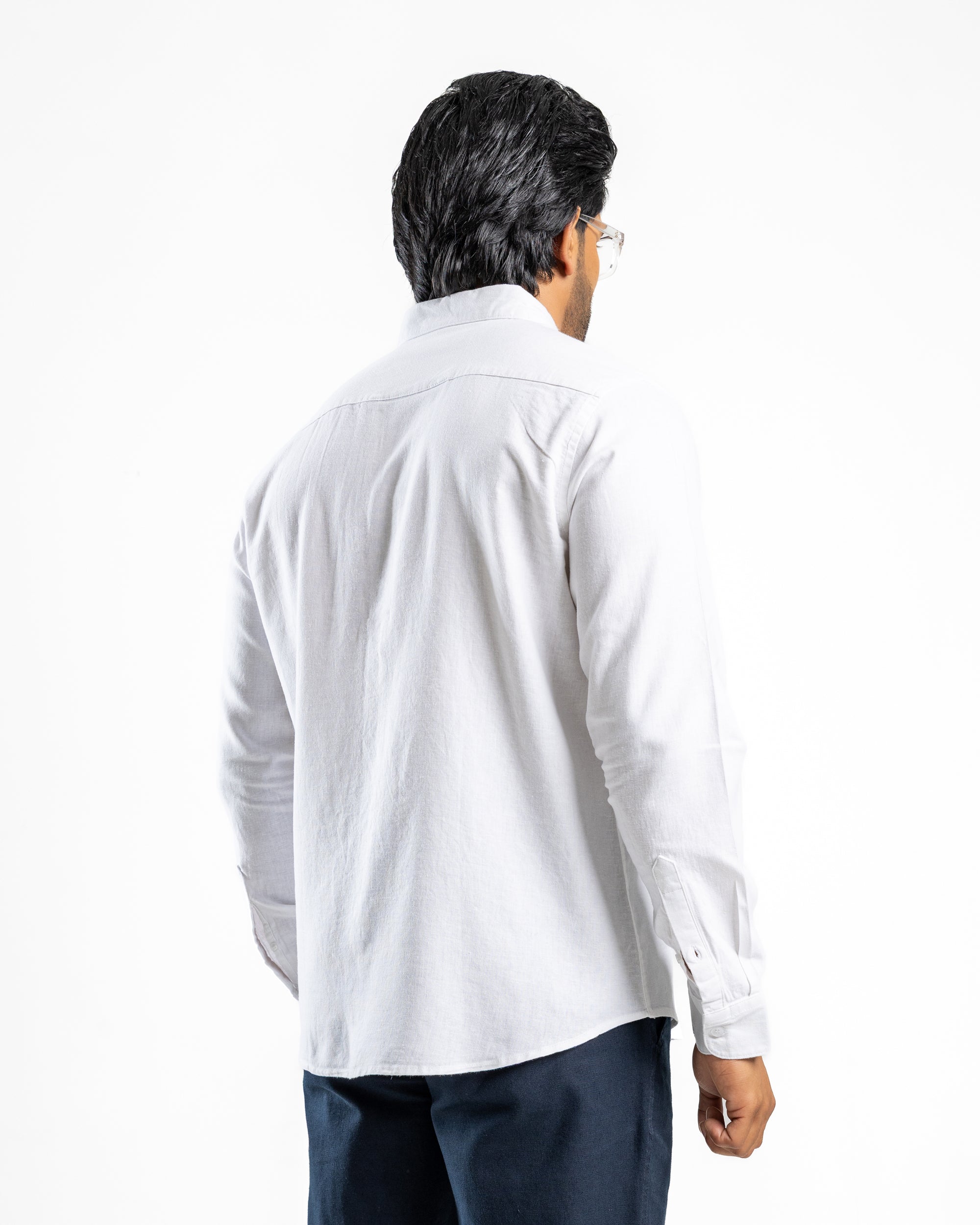 AnationZ Fluid Linen Long Sleeve Shirt - Alpine White Sri Lanka
