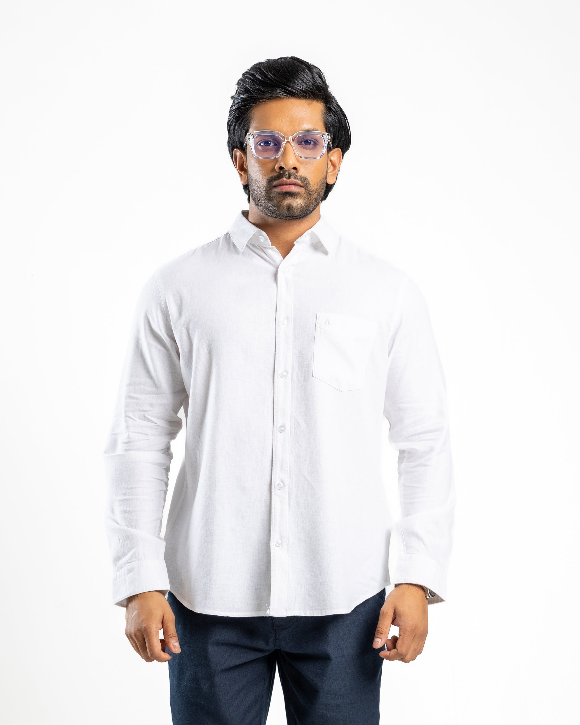 AnationZ Fluid Linen Long Sleeve Shirt - Alpine White Sri Lanka
