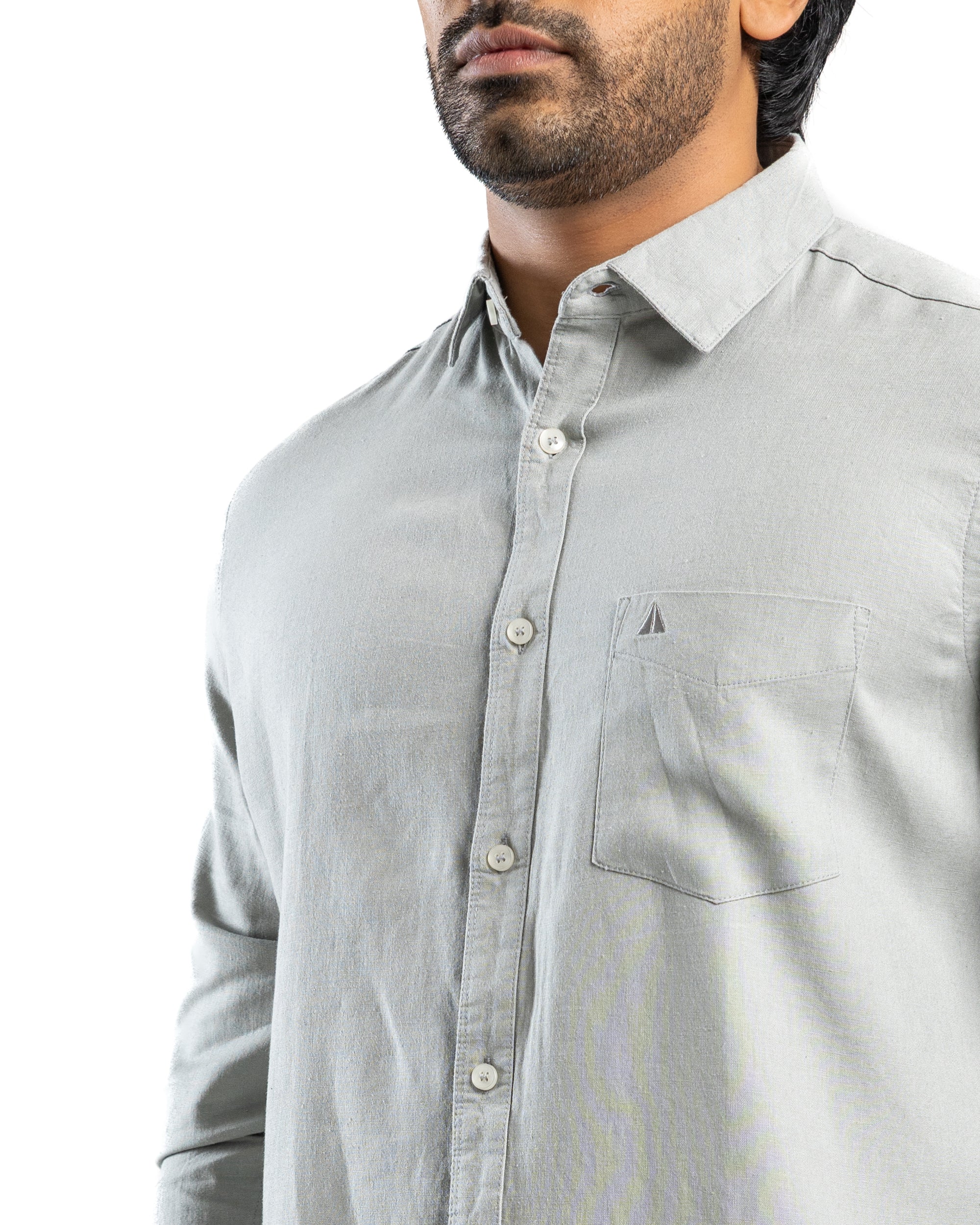 AnationZ Fluid Linen Long Sleeve Shirt - Storm Dust Sri Lanka

