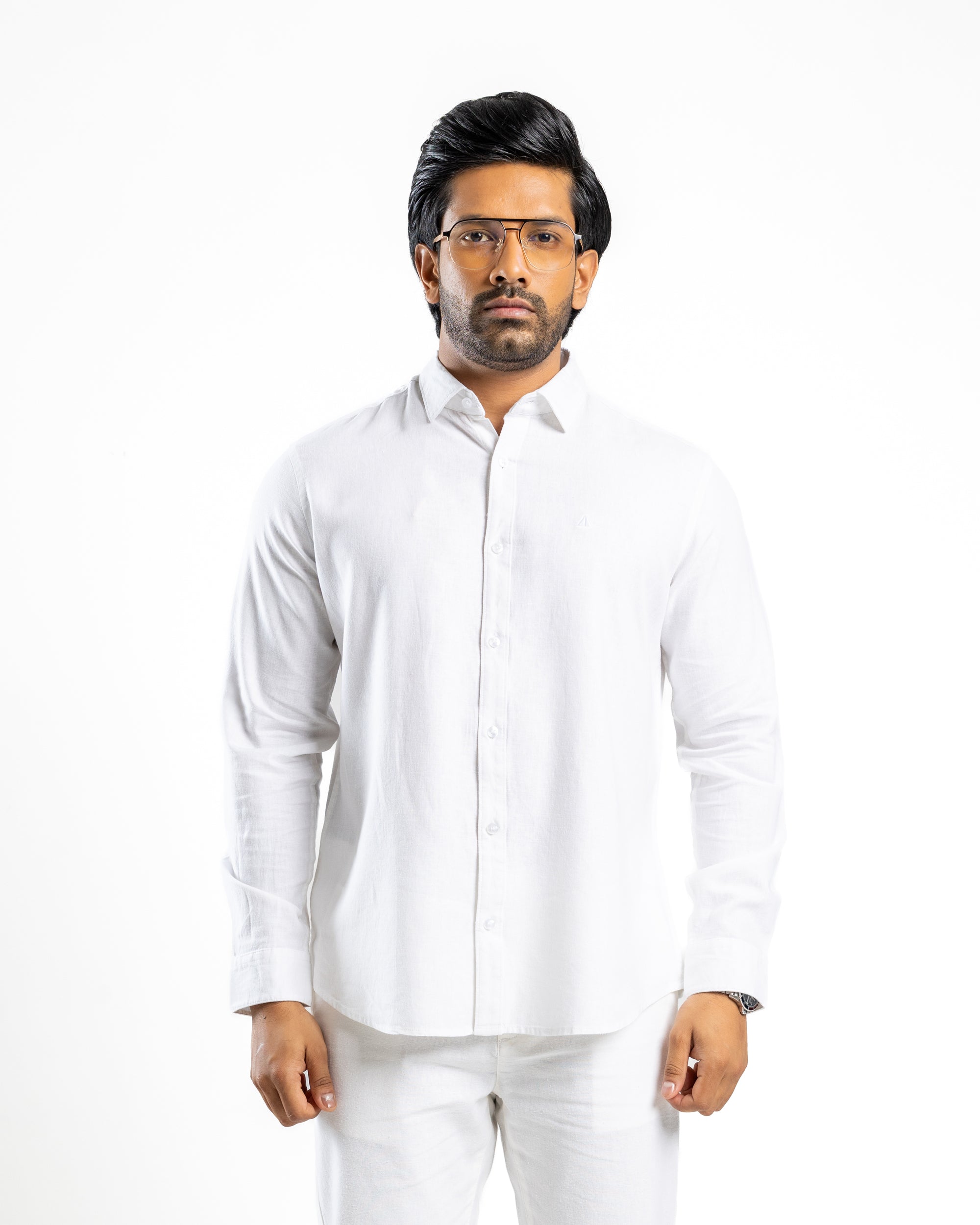 VISCOSE LINEN Long Sleeve Shirt - t Pure Alpine White