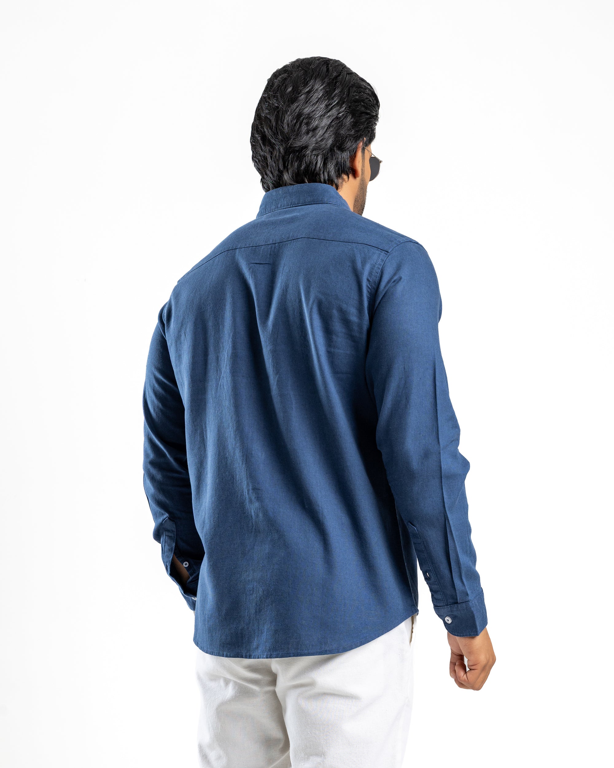 AnationZ Fluid Linen Long Sleeve Shirt - Midnight Ink Sri Lanka
