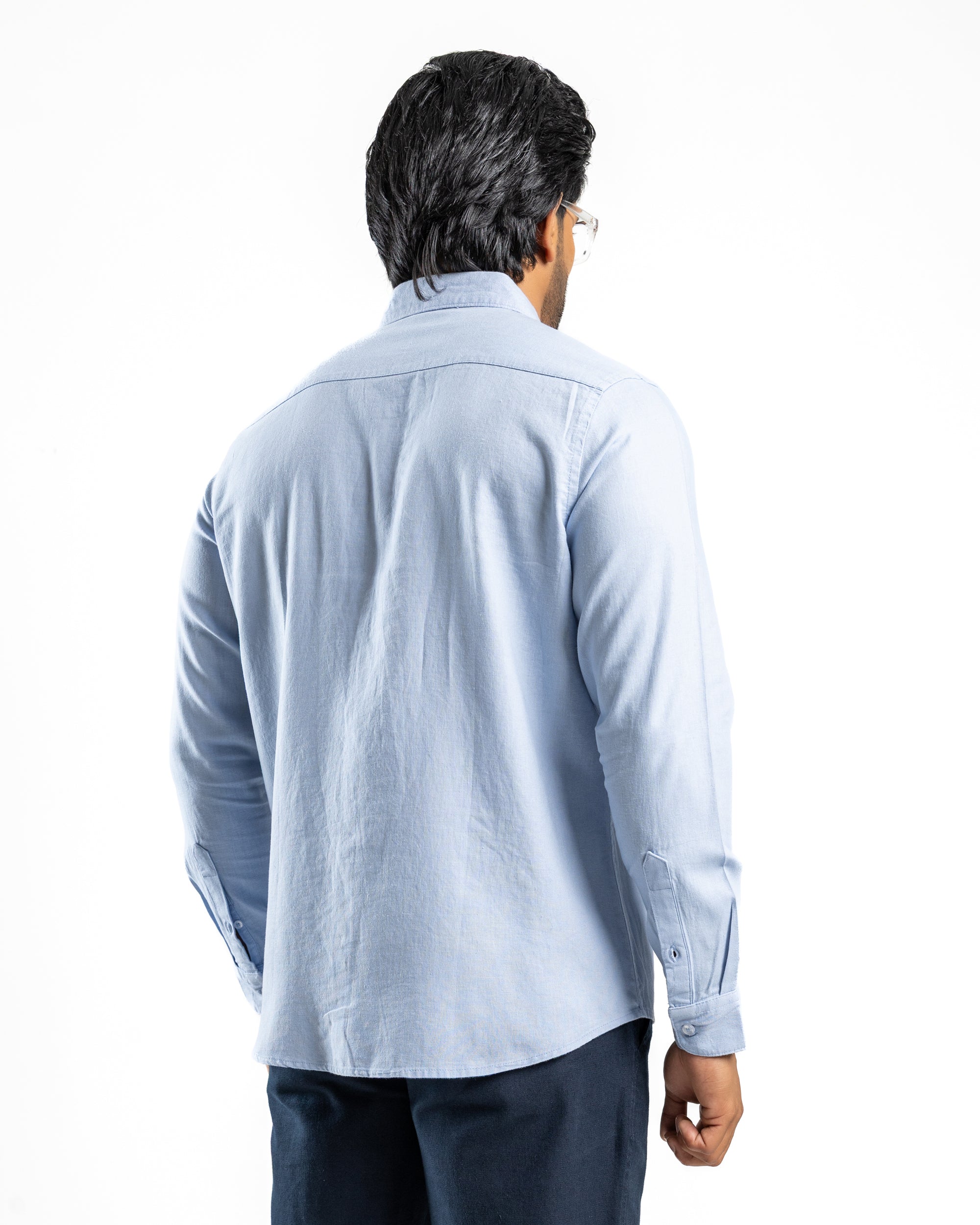 AnationZ Fluid Linen Long Sleeve Shirt - Glacial Blue Sri Lanka
