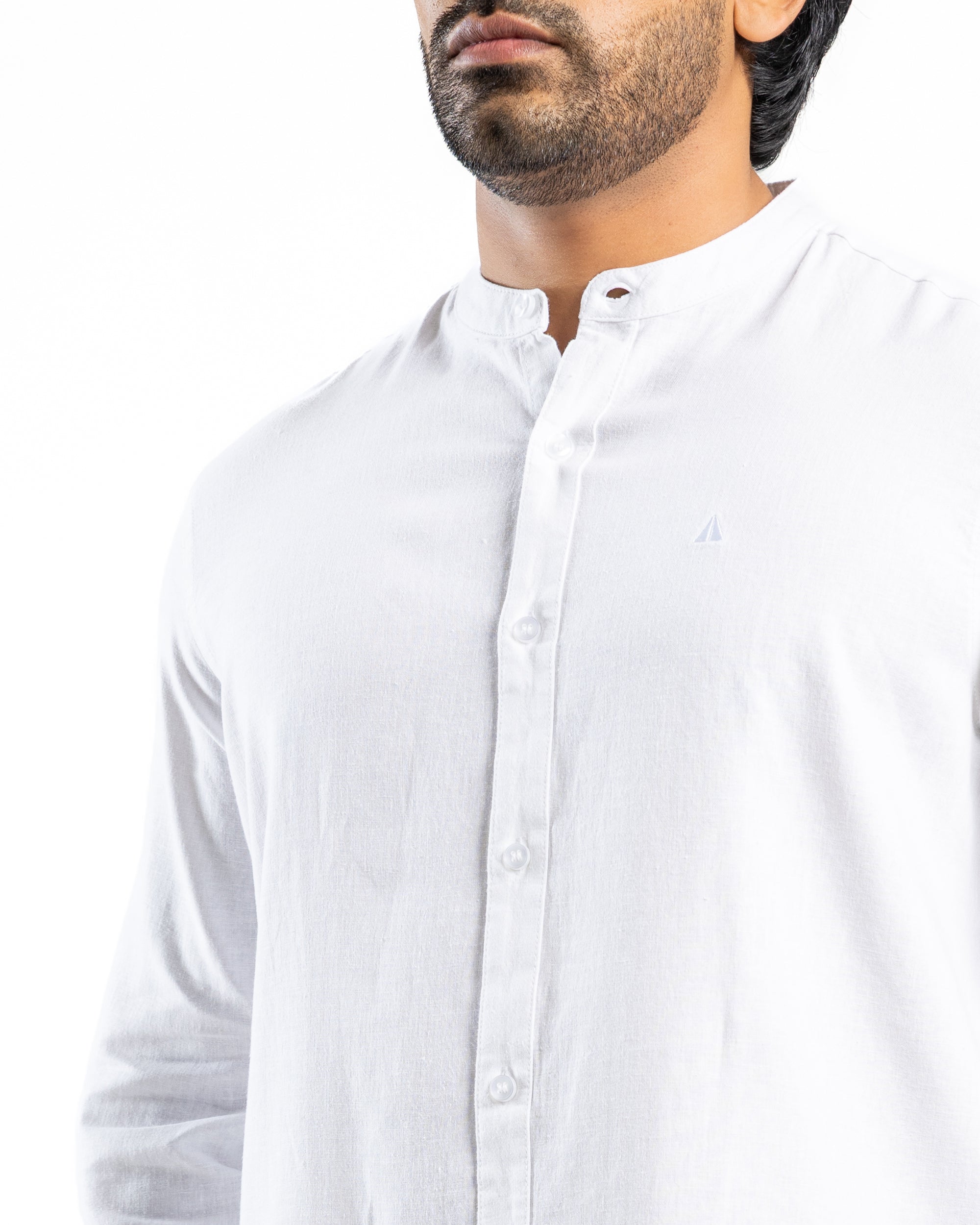 Viscose Linen Blend Long Sleeve Shirt | Clean White
