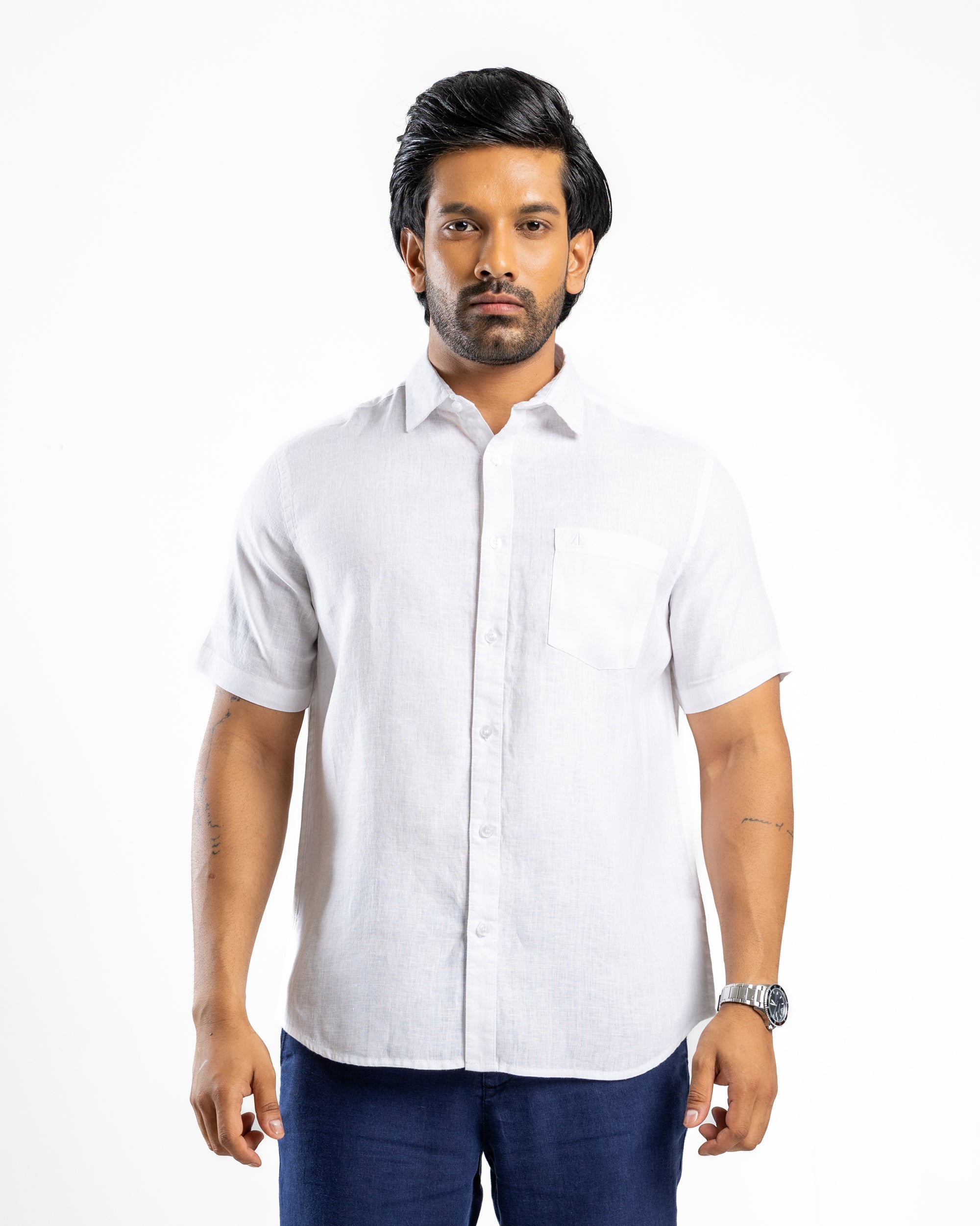 100% Hemp Short Sleeve Shirt — White