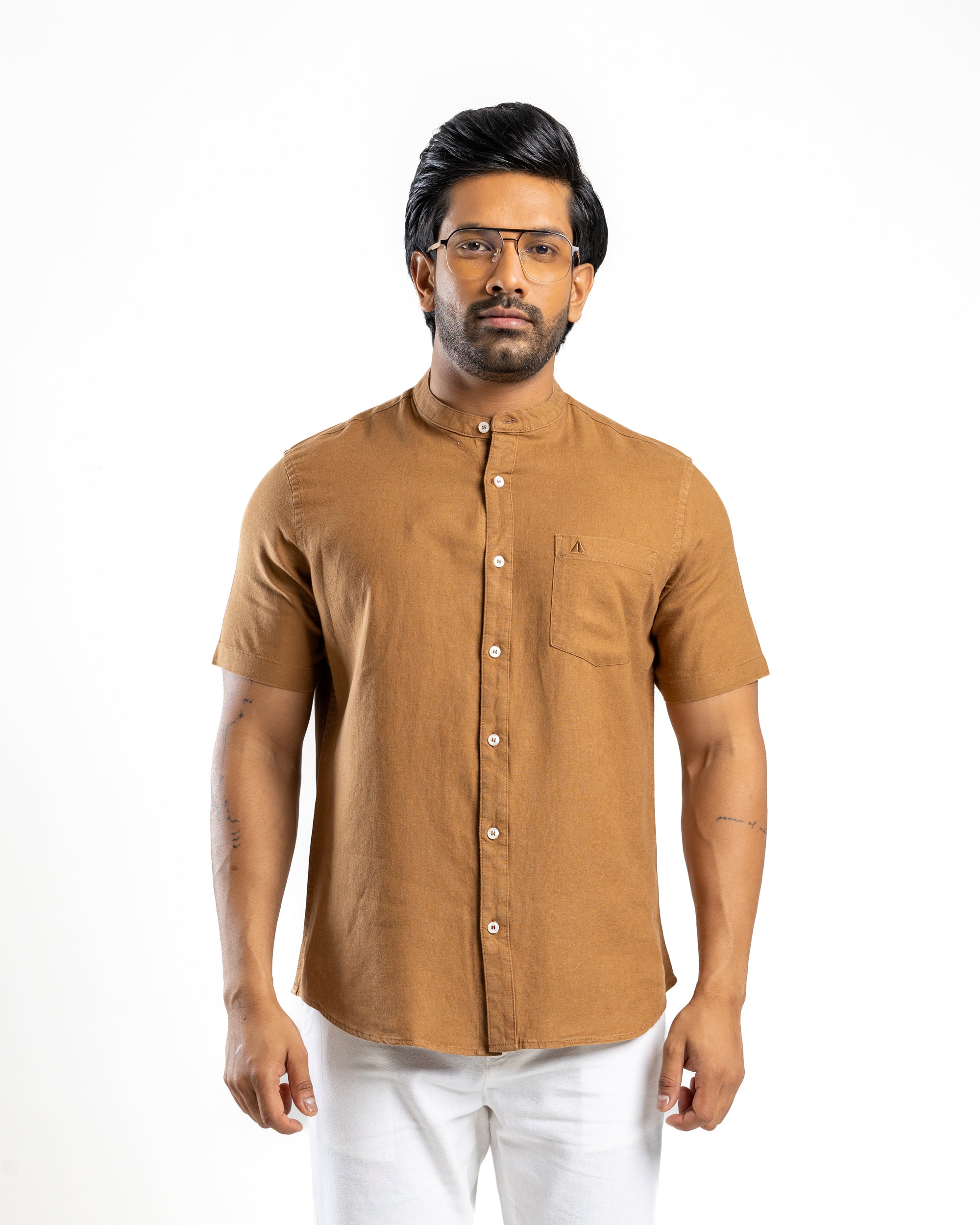 AnationZ Fluid Linen Chinese Collar Shirt -  Sri Lanka
