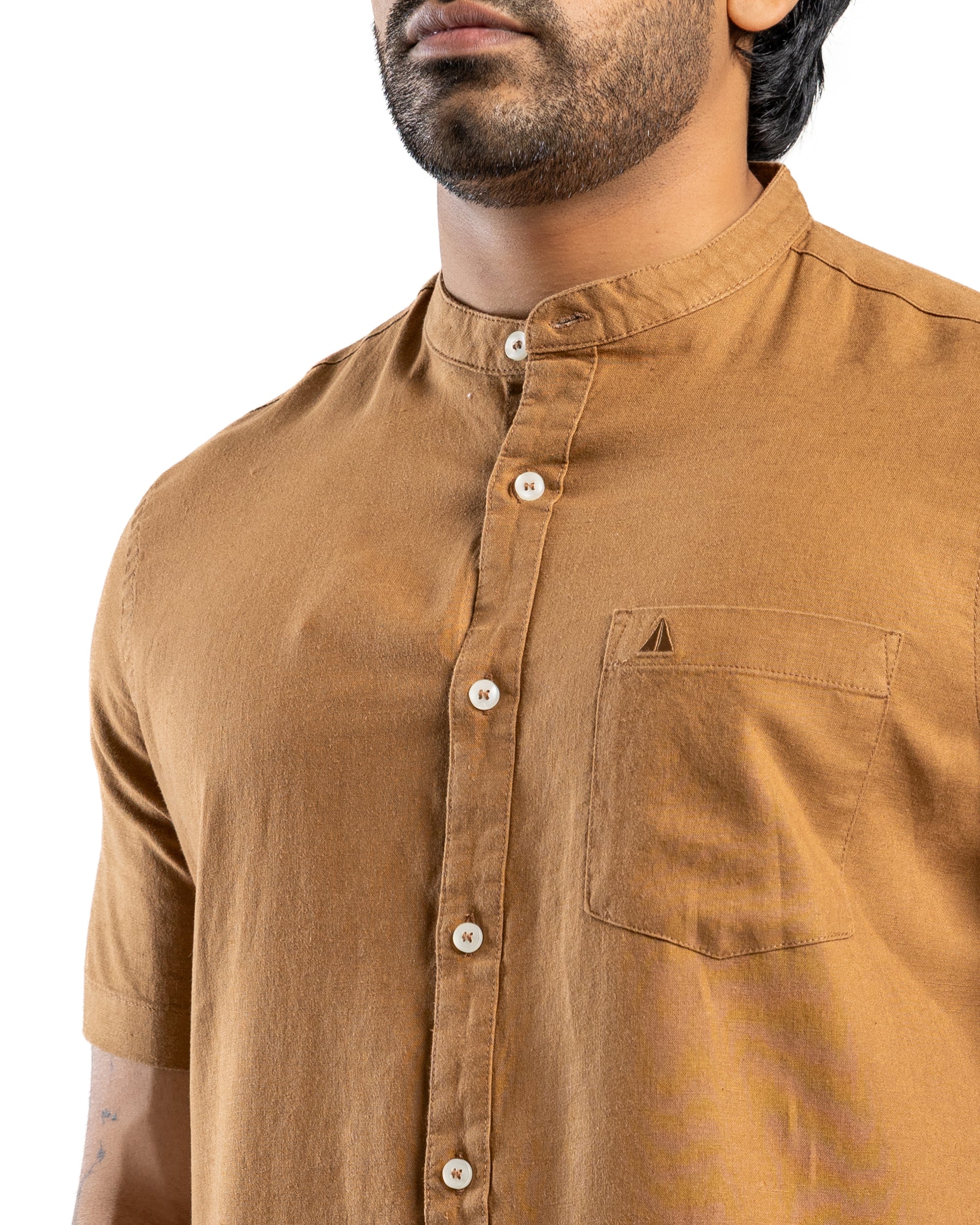 AnationZ Fluid Linen Chinese Collar Shirt -  Sri Lanka
