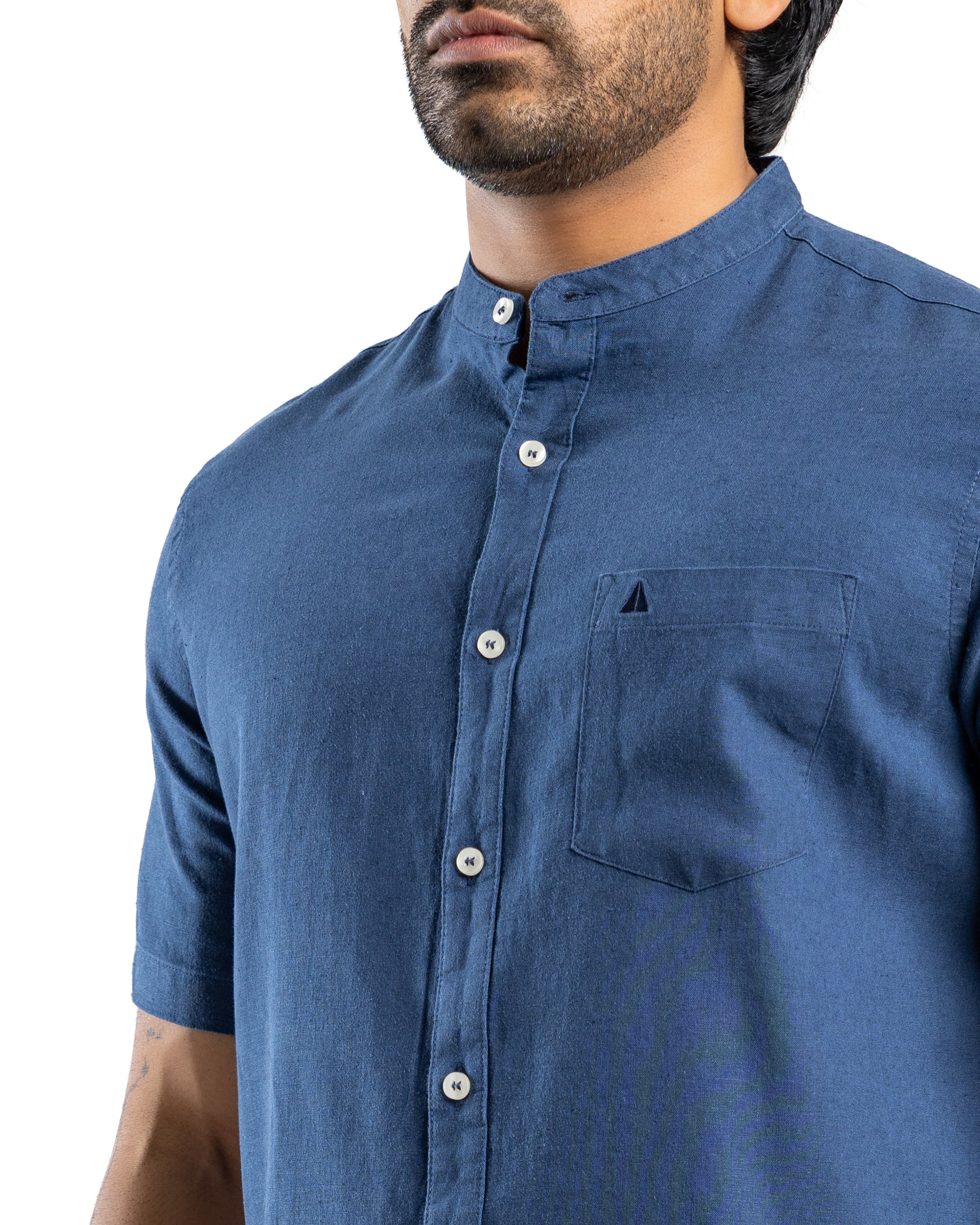 AnationZ Fluid Linen Chinese Collar Shirt -  Sri Lanka

