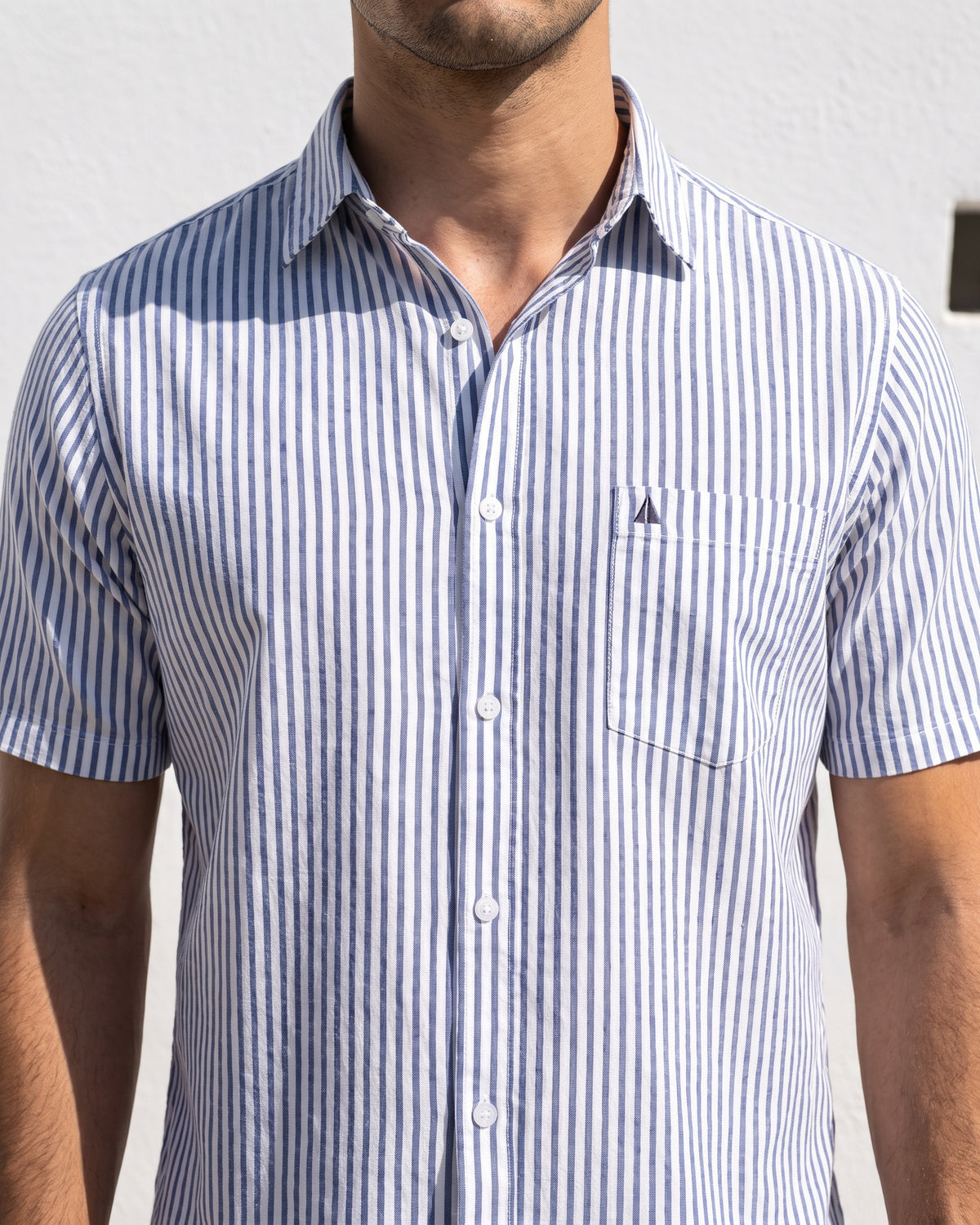 AnationZ Heritage Linen Stripe Short Sleeve Shirt - Midnight Ink Sri Lanka
