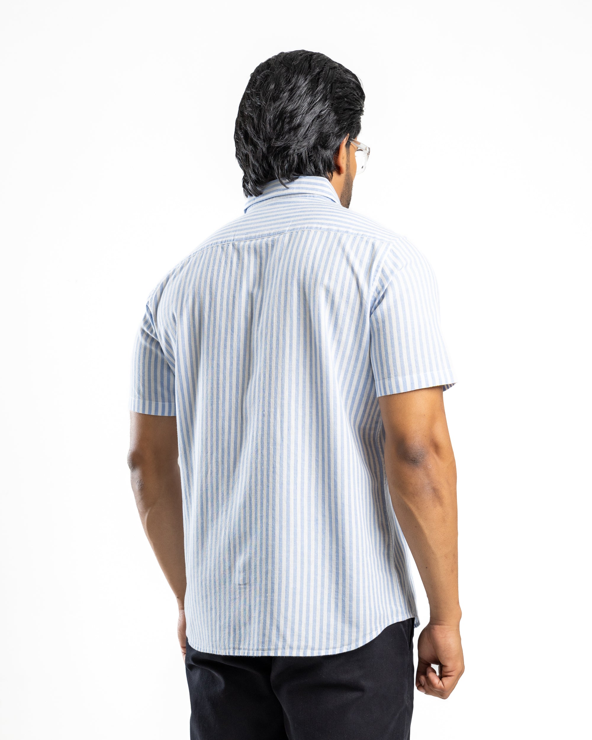 AnationZ Heritage Linen Stripe Short Sleeve Shirt - Pale Horizon Sri Lanka
