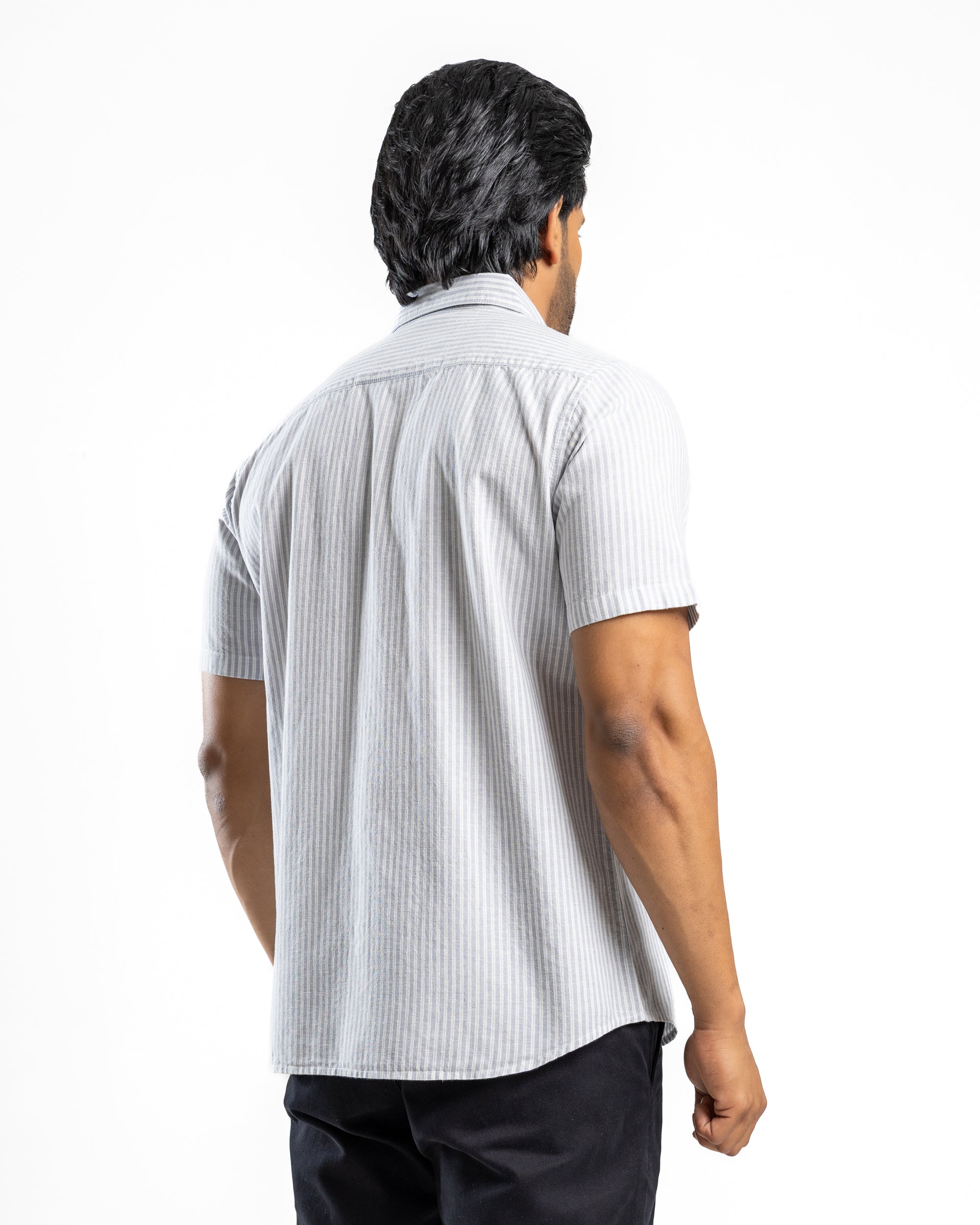 AnationZ Heritage Linen Stripe Short Sleeve Shirt - Aged Ivory Sri Lanka
