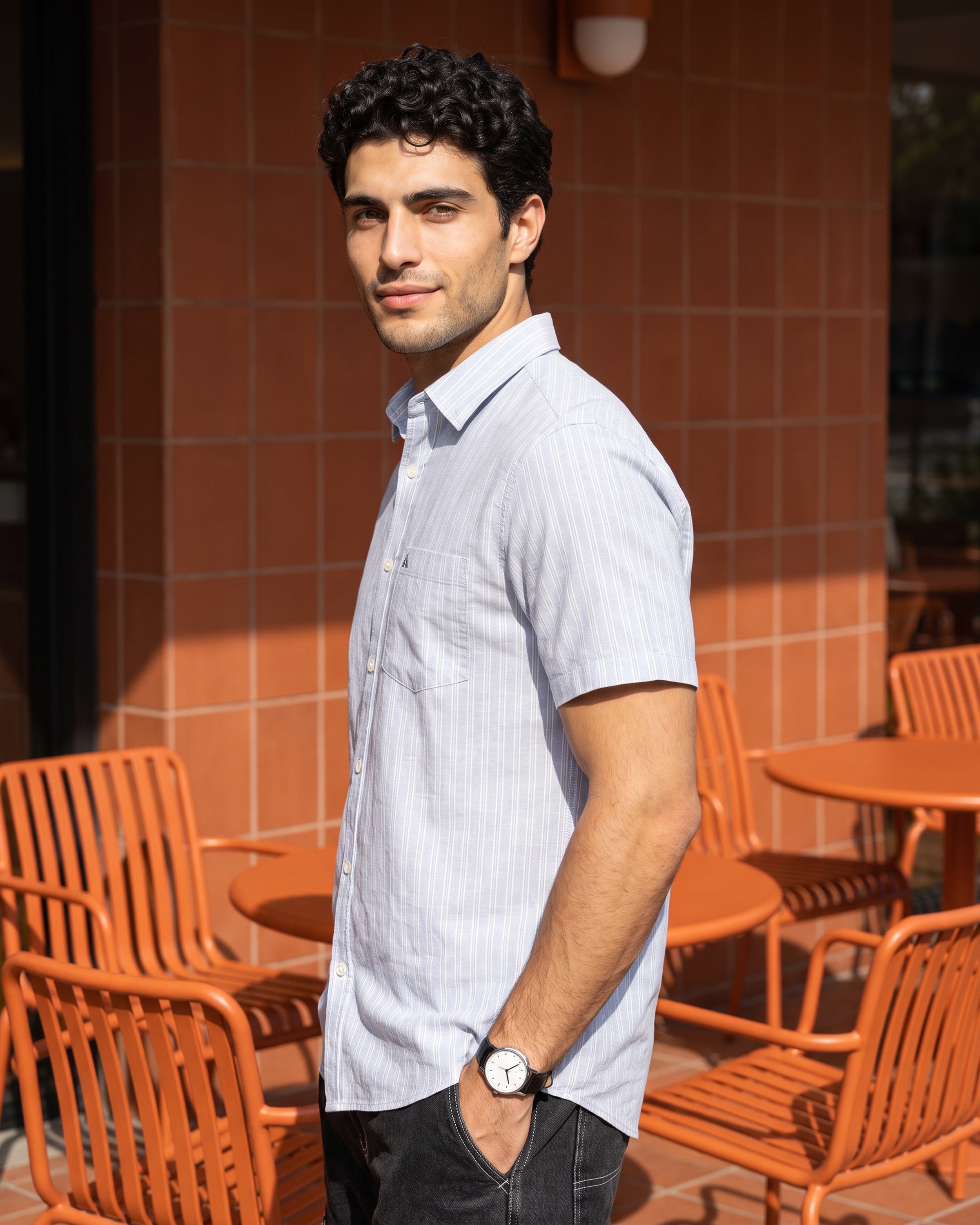AnationZ Heritage Linen Stripe Short Sleeve Shirt -  Sri Lanka