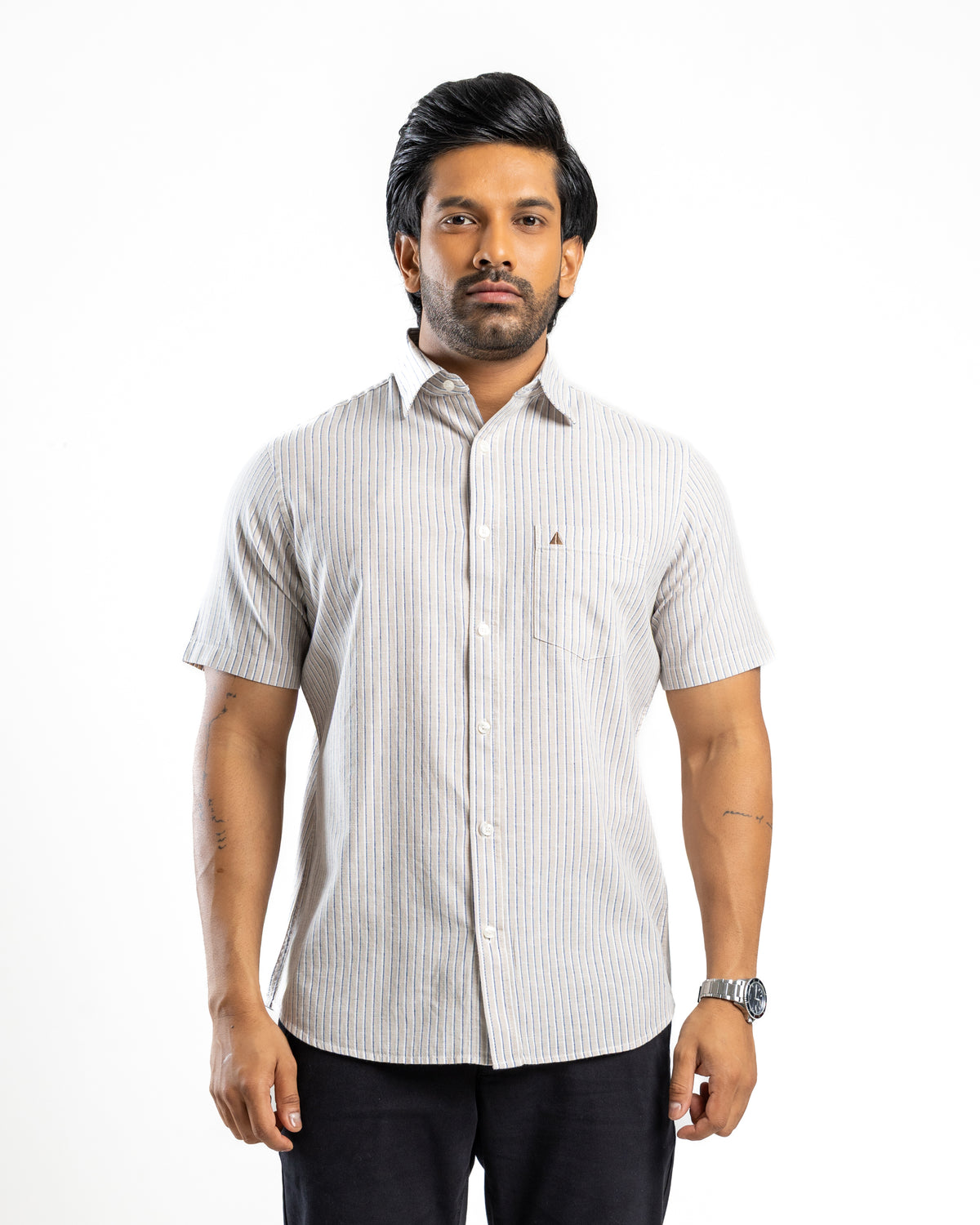 AnationZ Heritage Linen Stripe Short Sleeve Shirt -  Sri Lanka
