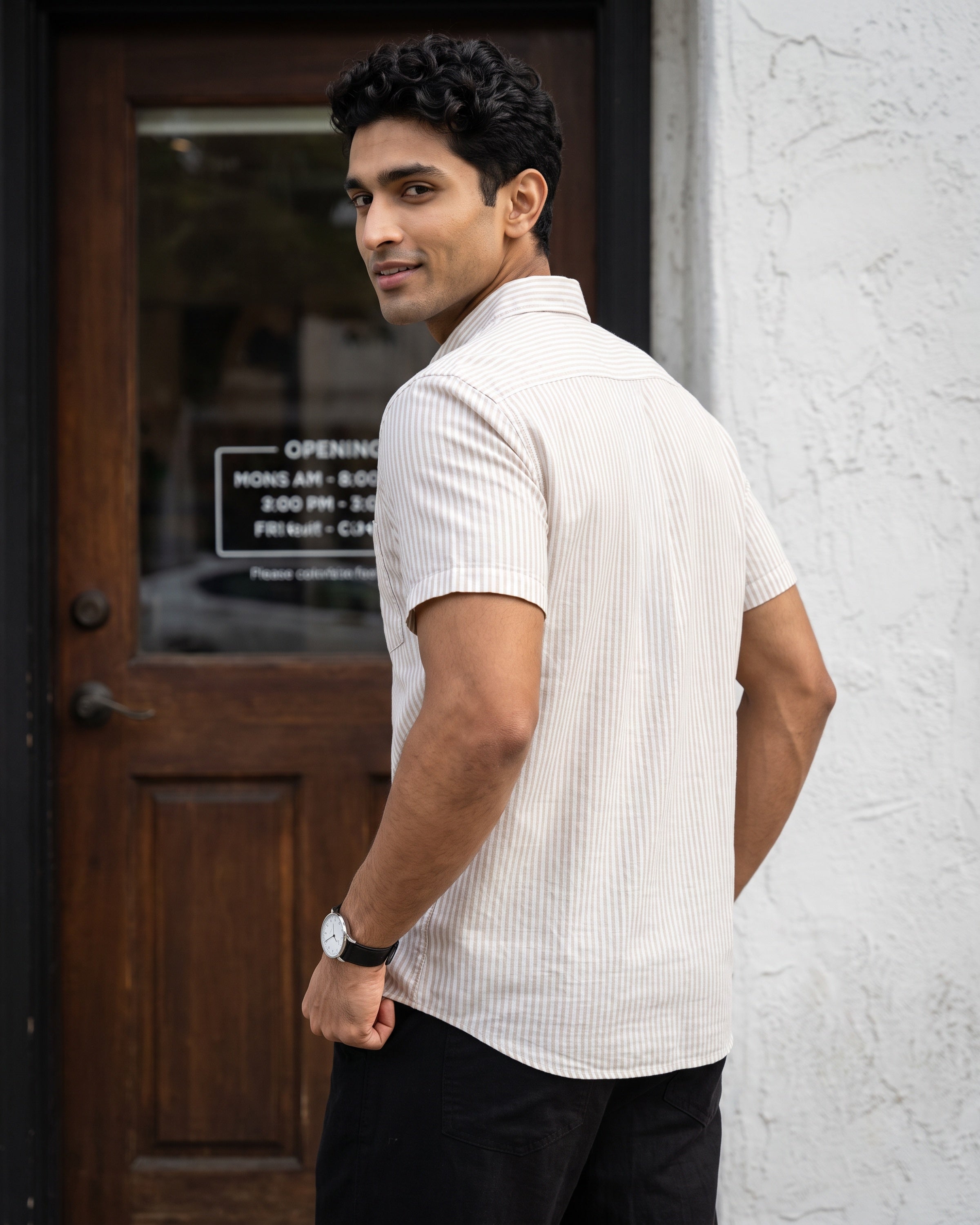 AnationZ Heritage Linen Stripe Short Sleeve Shirt - Weathered Linen Sri Lanka
