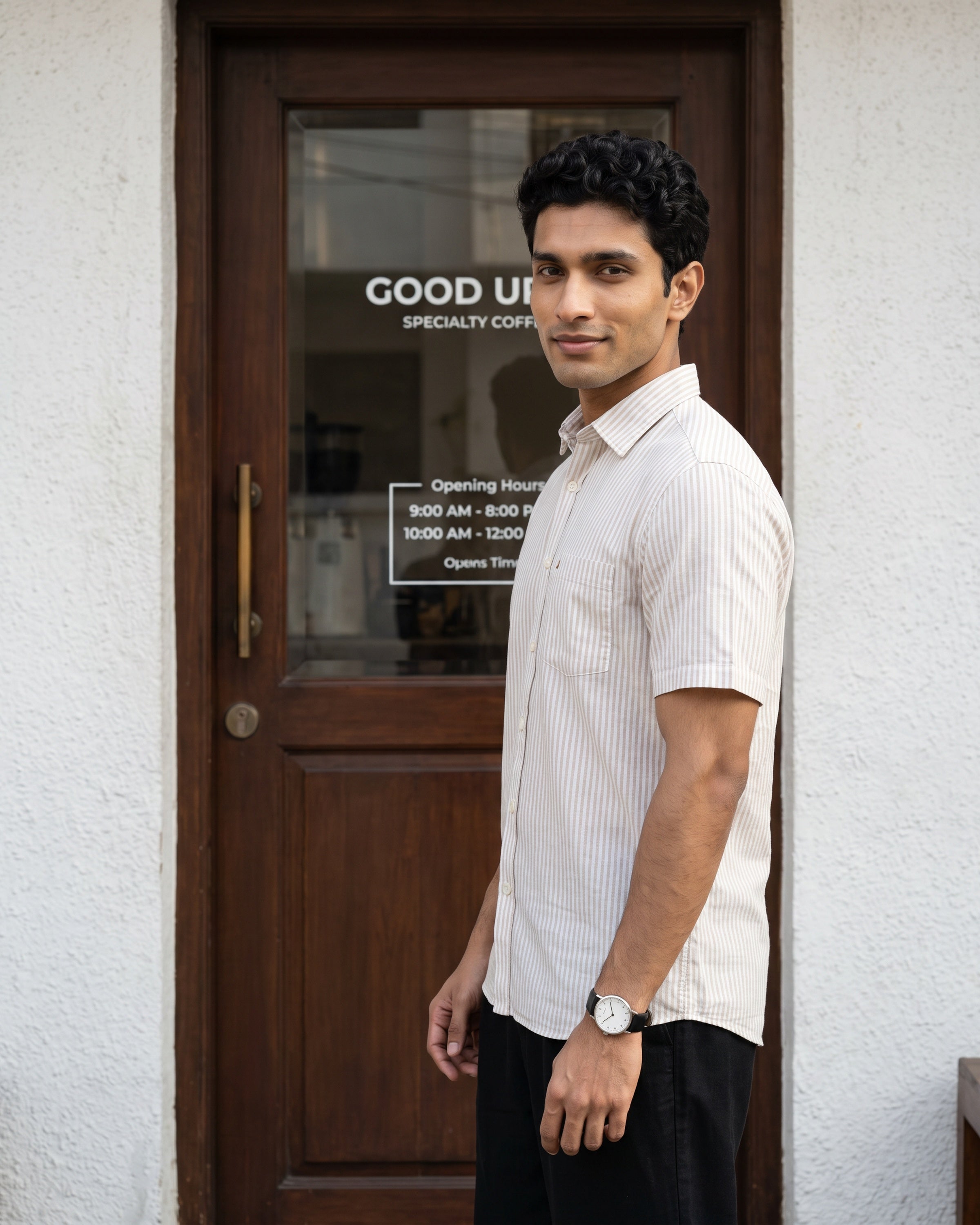 AnationZ Heritage Linen Stripe Short Sleeve Shirt - Weathered Linen Sri Lanka
