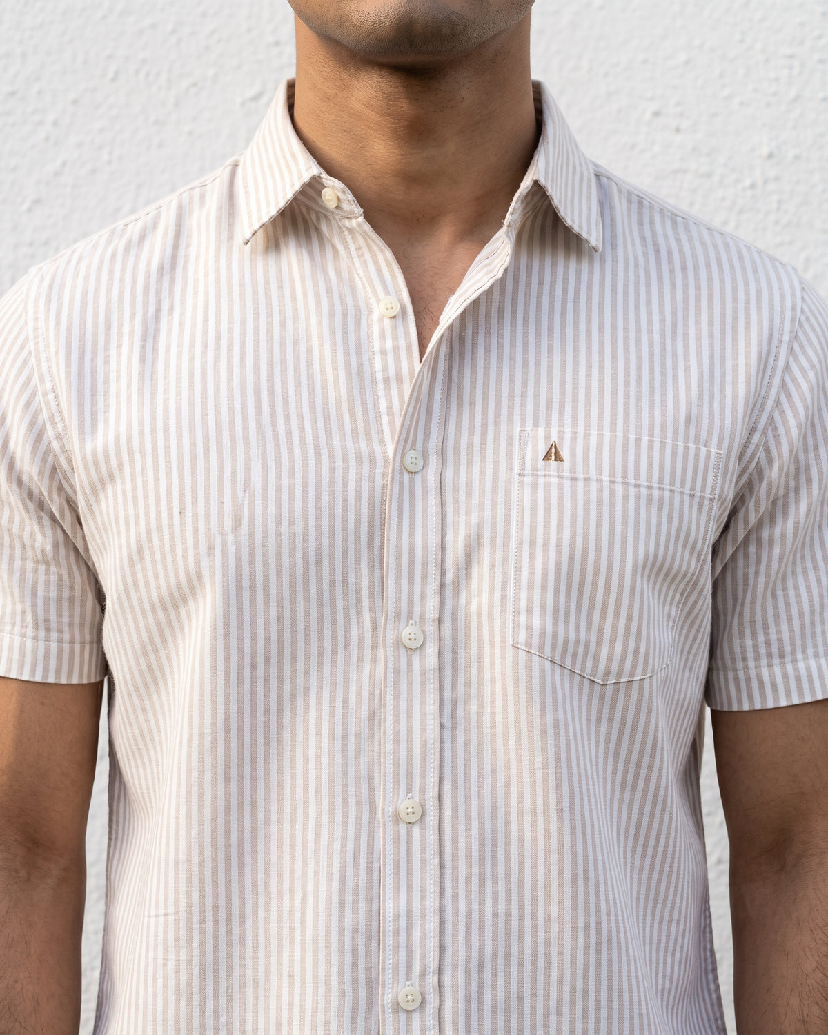 AnationZ Heritage Linen Stripe Short Sleeve Shirt - Weathered Linen Sri Lanka

