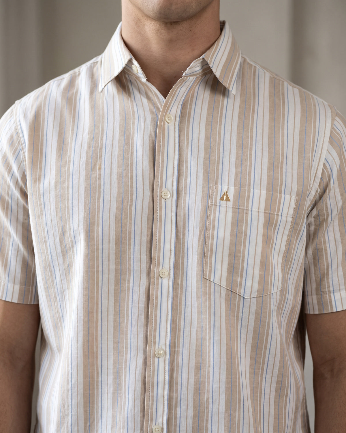 AnationZ Heritage Linen Stripe Short Sleeve Shirt - Driftwood Sri Lanka
