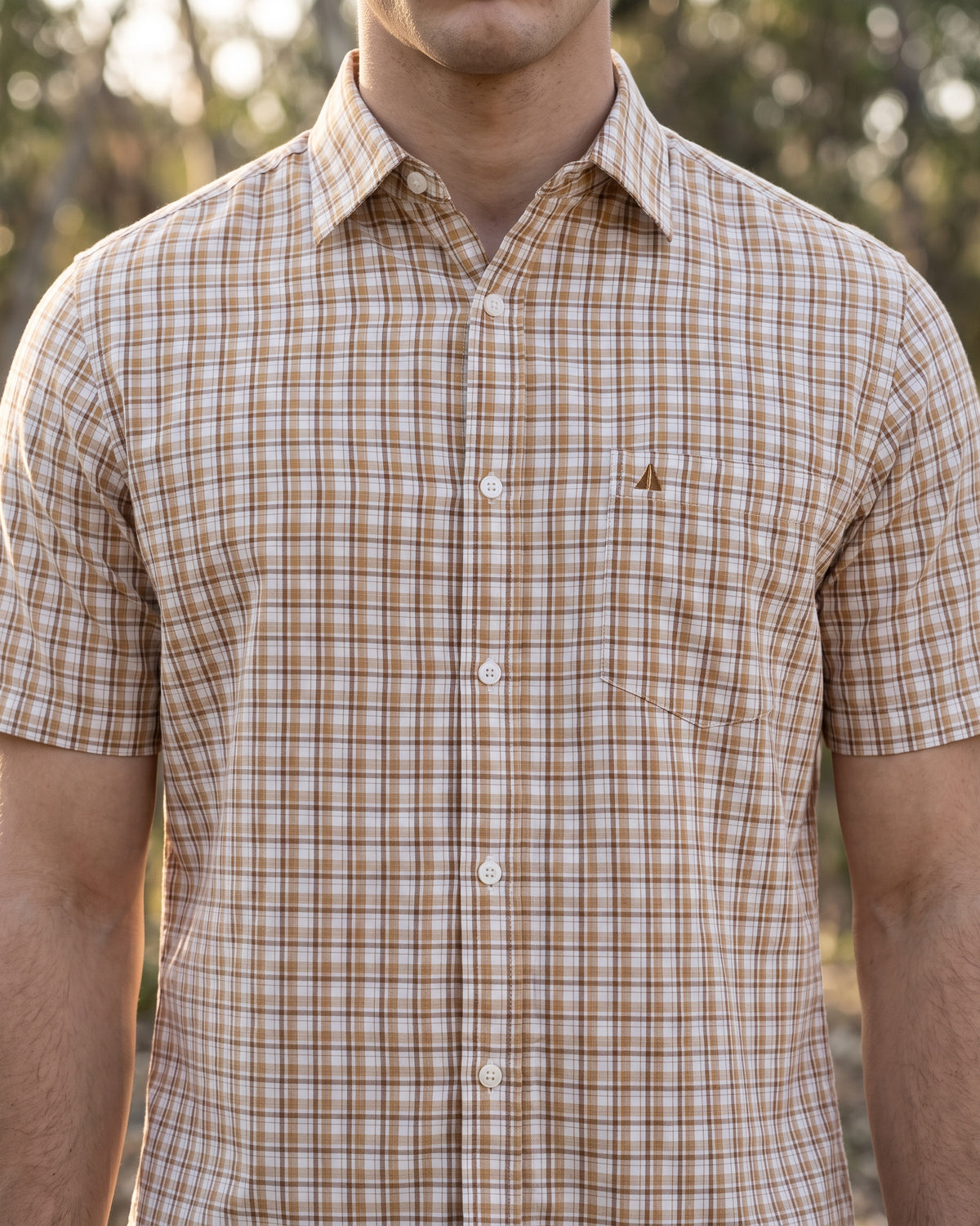 AnationZ Heritage Linen Check Short Sleeve Shirt - Warm Tobacco Sri Lanka