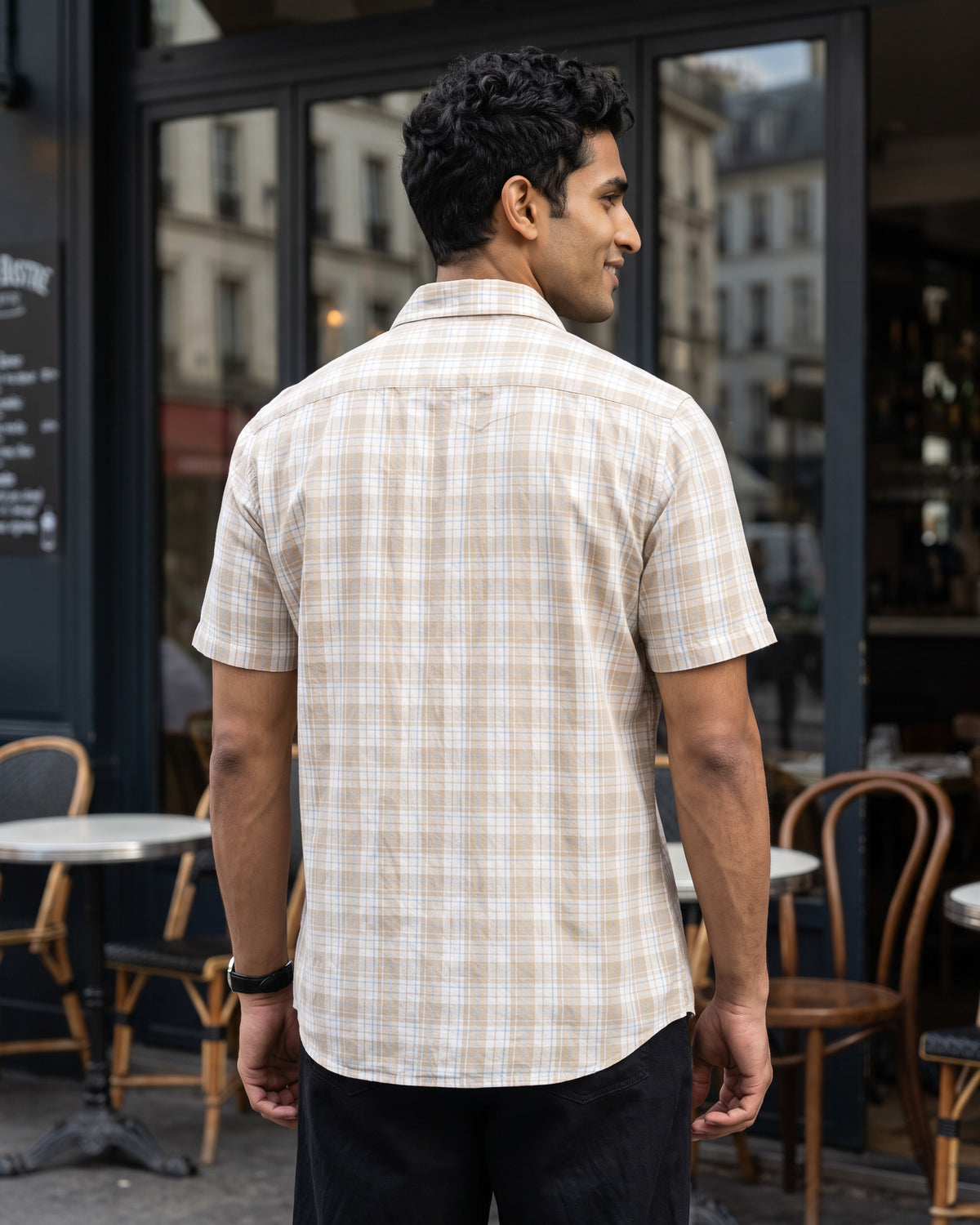 AnationZ Heritage Linen Check Short Sleeve Shirt - Driftwood Sri Lanka
