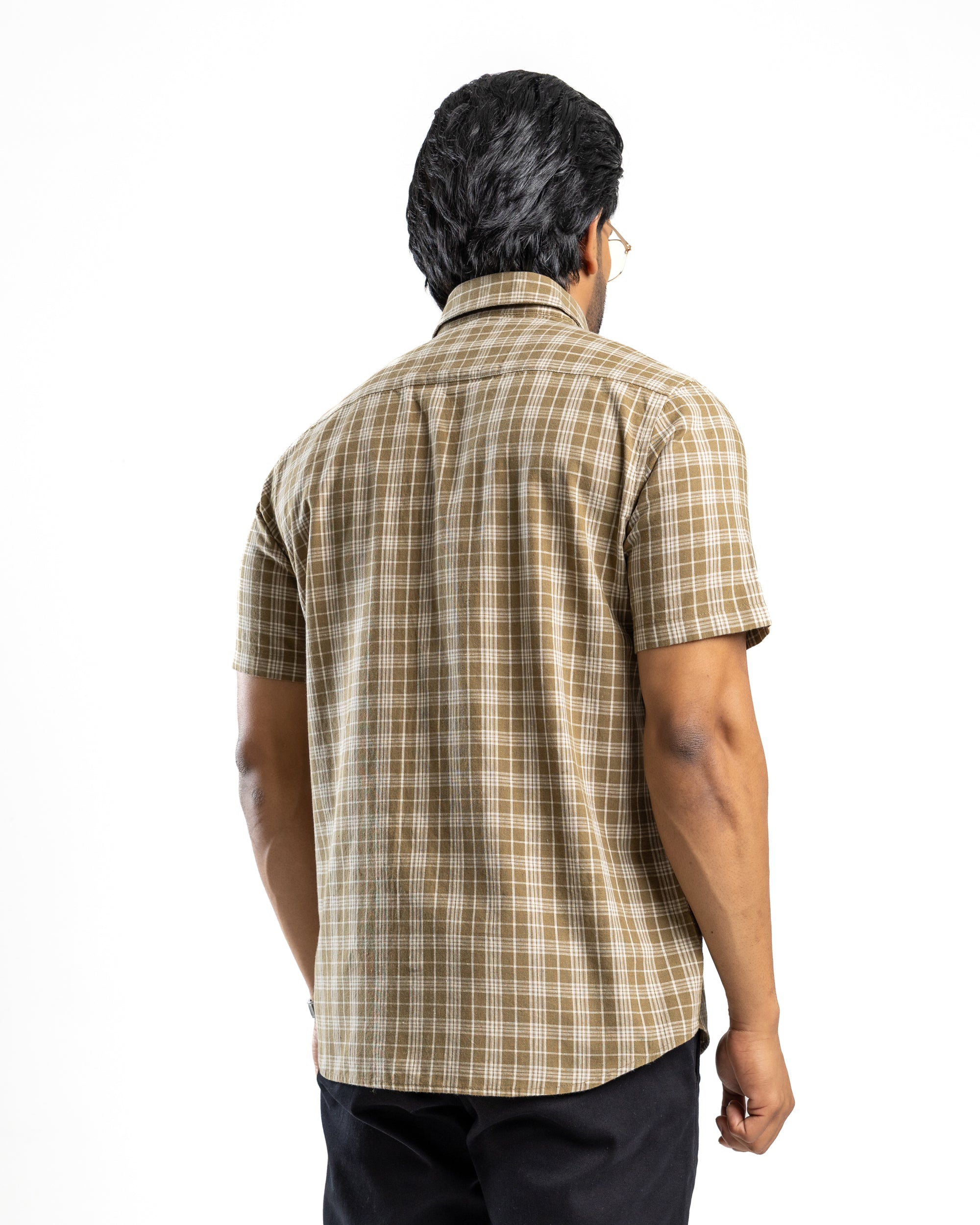 AnationZ Heritage Linen Check Short Sleeve Shirt - Moss Reserve Sri Lanka

